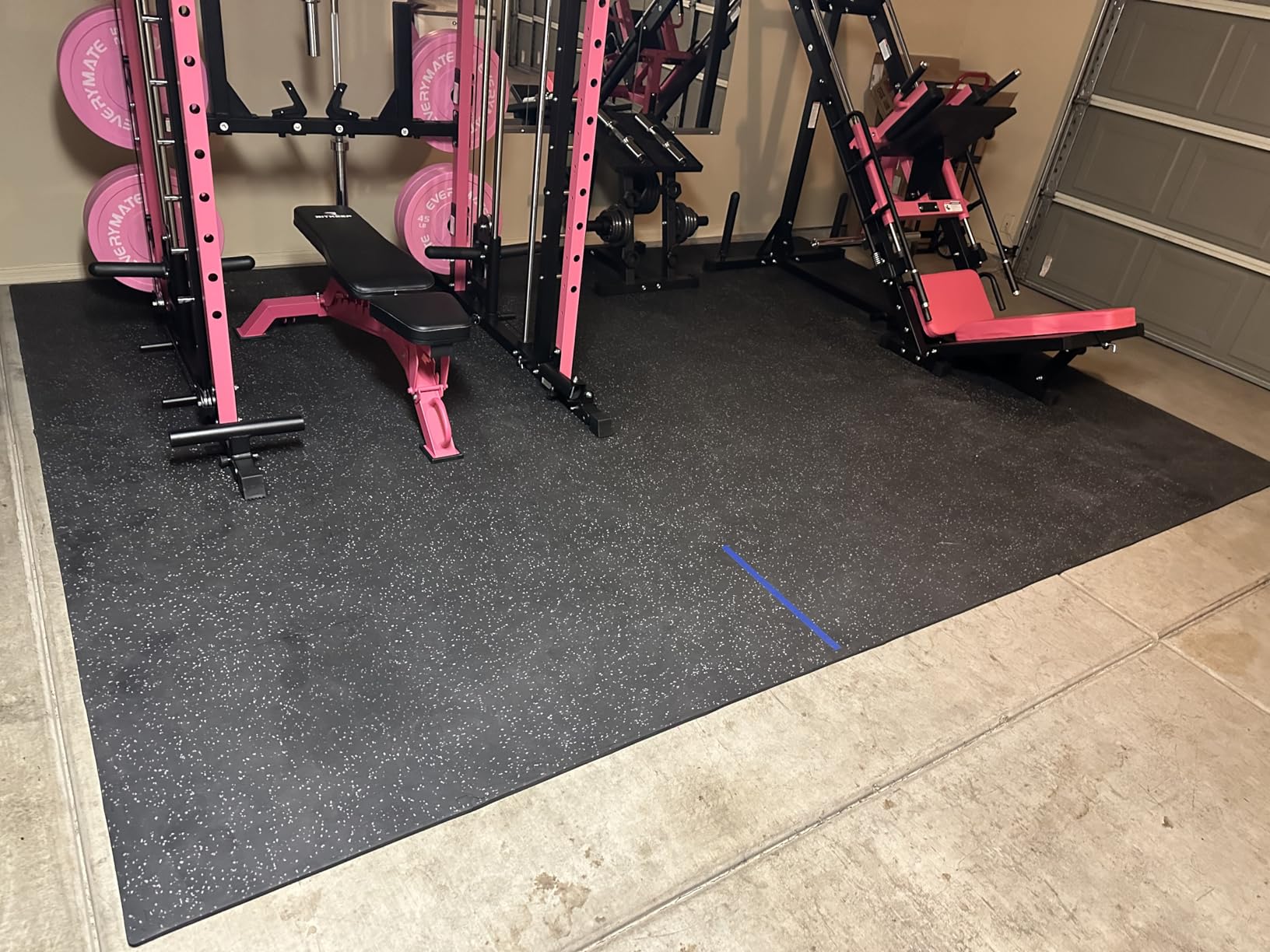 SUPERJARE 0.56'' Thick 12 Pcs 48 Sq Ft Rubber Top Exercise Equipment Mats, High Density EVA Foam Mats with Rubber Top, Interlocking Gym Flooring for Home Gym customer photo 2