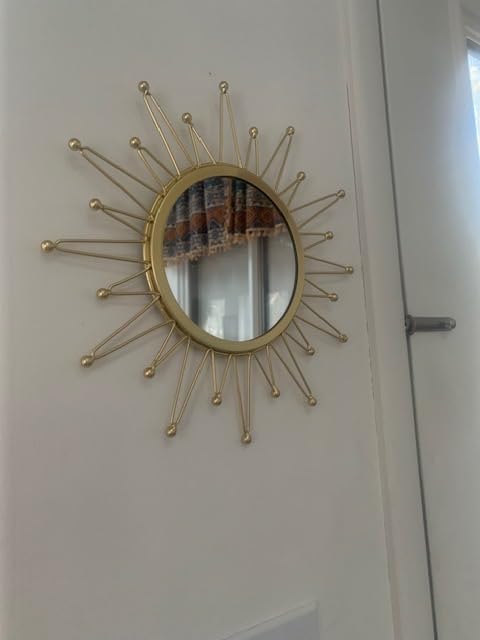 Gold Sunburst Mirror for Wall - Metal Room Decor & Home Decor, Boho Mirror Gifts for Women & Moms (Small, Sun) customer photo 1