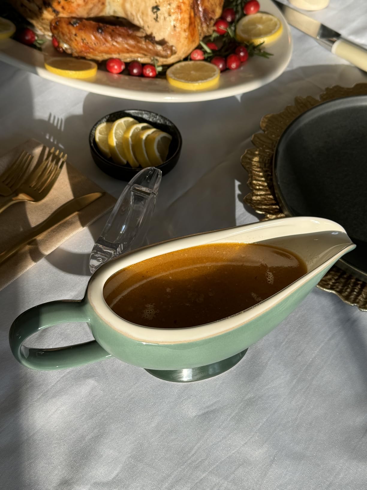 Le Creuset Heritage Stoneware Gravy Boat, Cerise customer photo 1