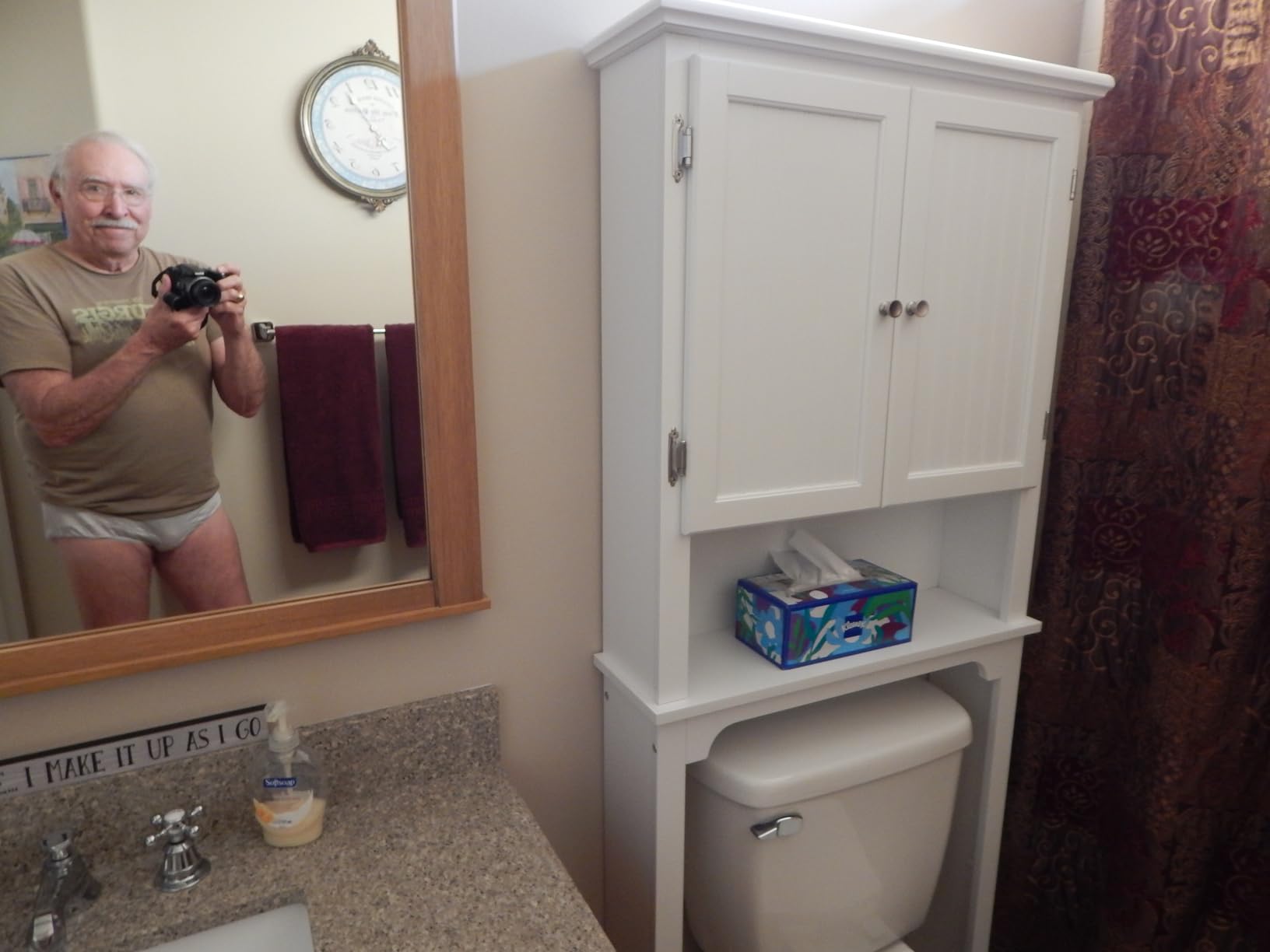 UTEX Over The Toilet Storage Cabinet, White Bathroom Organizer with Doors | FSC-Certified MDF, Adjustable Shelves, Anti-Tip Bracket, 34'' Toilet Clearance, Hidden & Open Storage for Toiletries, Towels customer photo 1