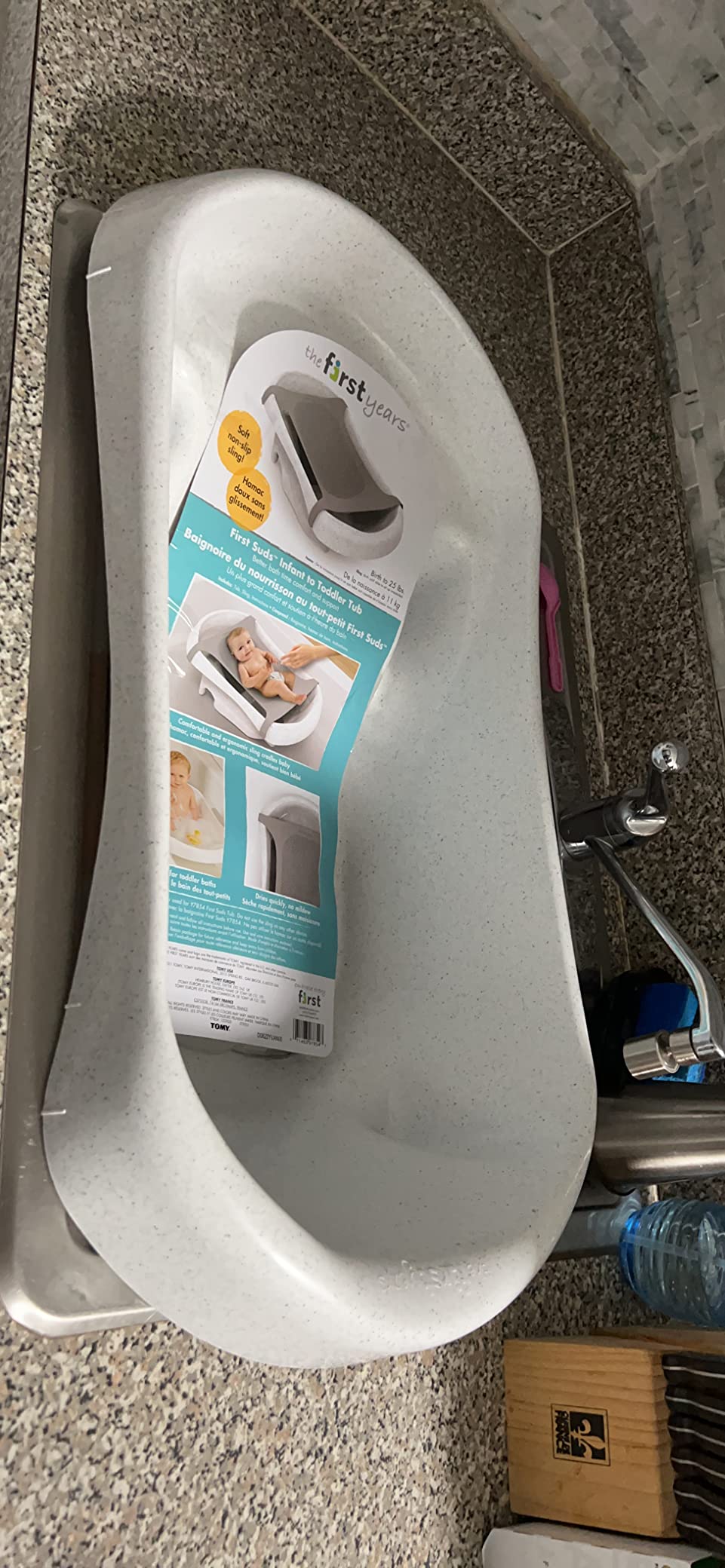 The First Years First Suds Newborn to Toddler Tub - 3 Stage Baby Bathtub with Soft, Non-Slip Infant Sling - Birth to 25 Pounds customer photo 1