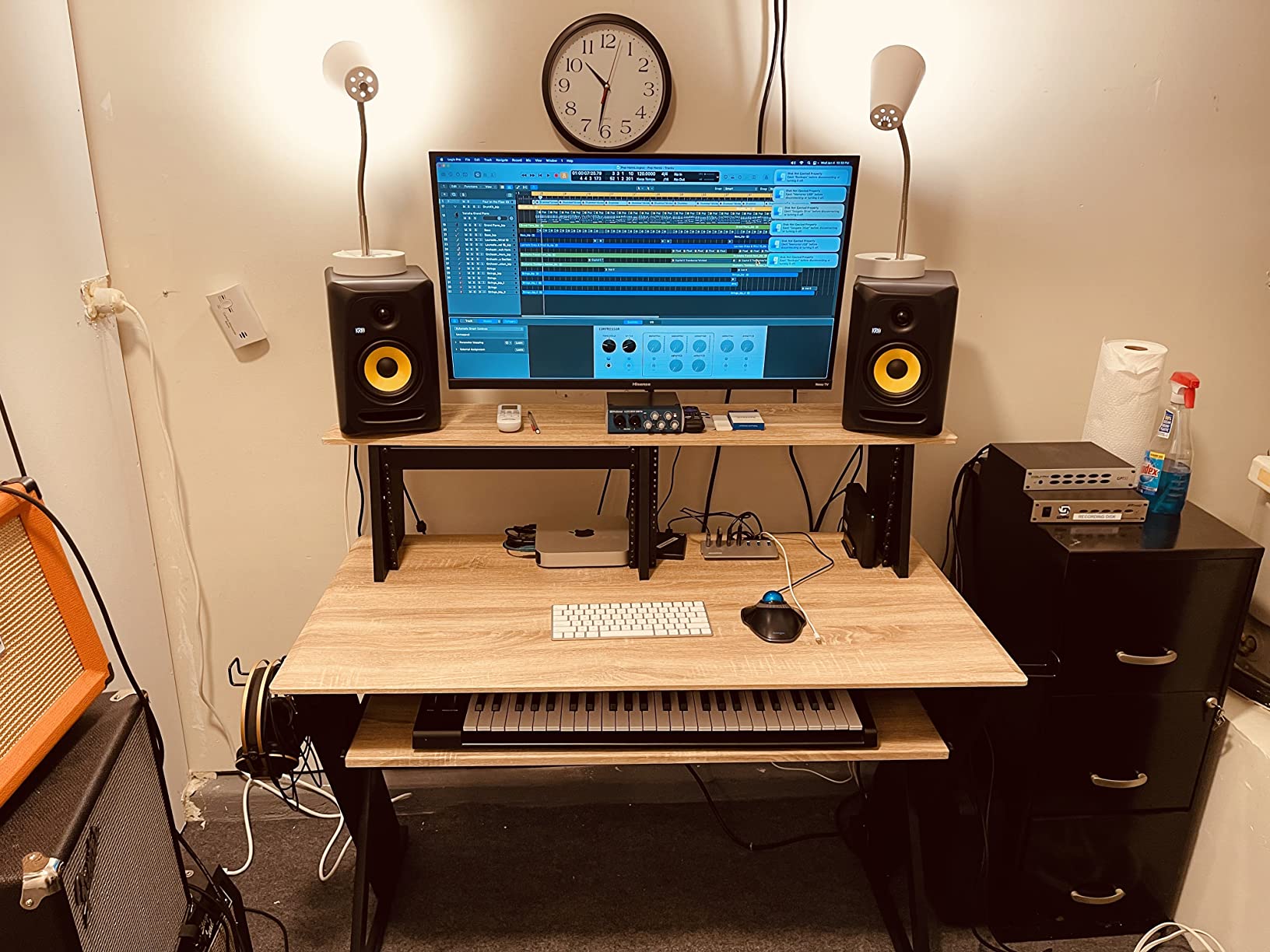 Acme Furniture Rectangular Music Desk Table with Earphone Rack, Natural and Black customer photo 1