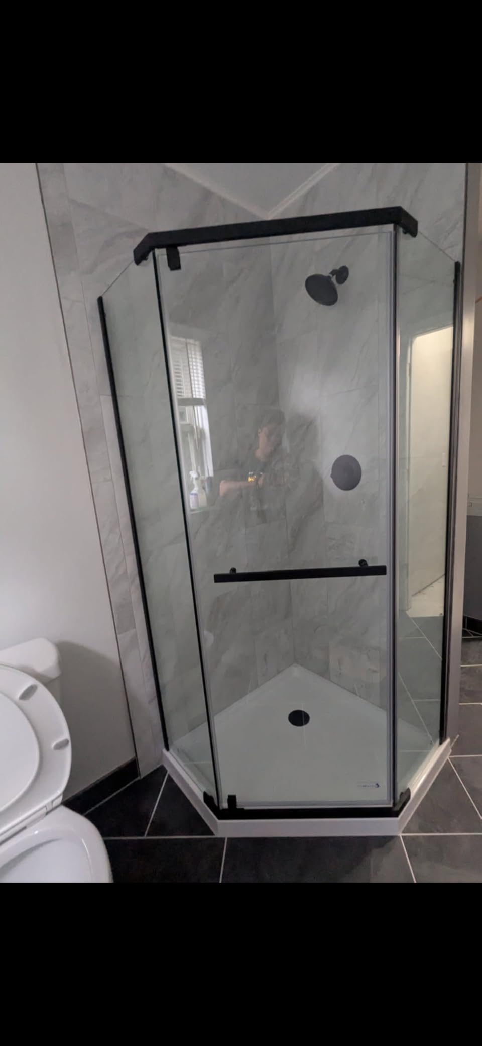 DreamLine Prism 34 1/8 inch x 72 inch Frameless Neo-Angle Pivot Shower Enclosure in Matte Black customer photo 1