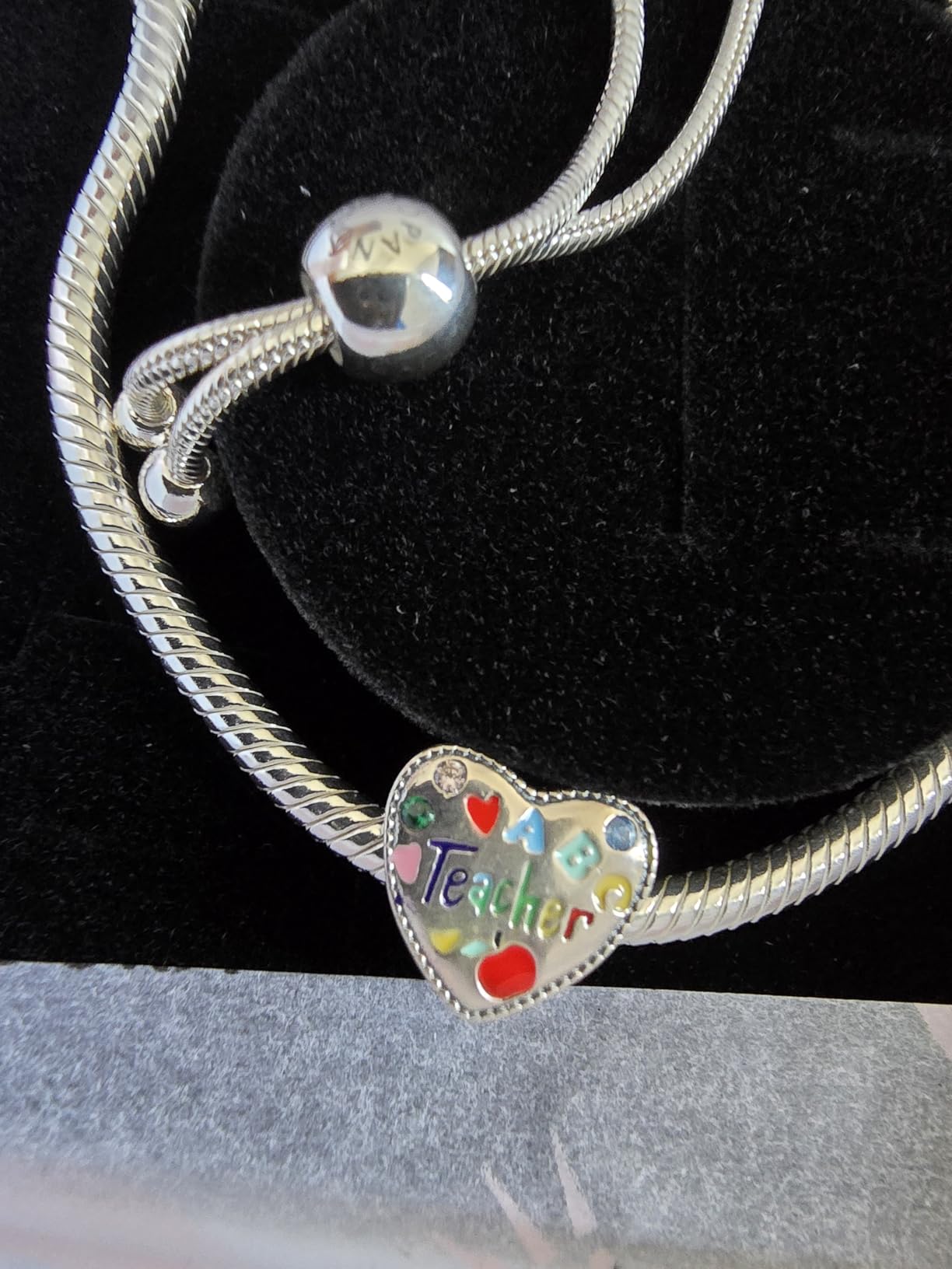 PANDORA Moments Snake Chain Slider Bracelet - Charm Bracelet for Women - Sterling Silver with Clear Cubic Zirconia - 11