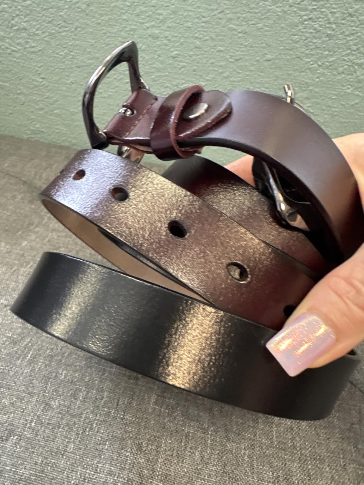 Genuine Leather Belts for Women with Classic Pin Buckle | Soft & Supple • Timeless Style • 2 Colors, 2 Belts • Slim 1.1
