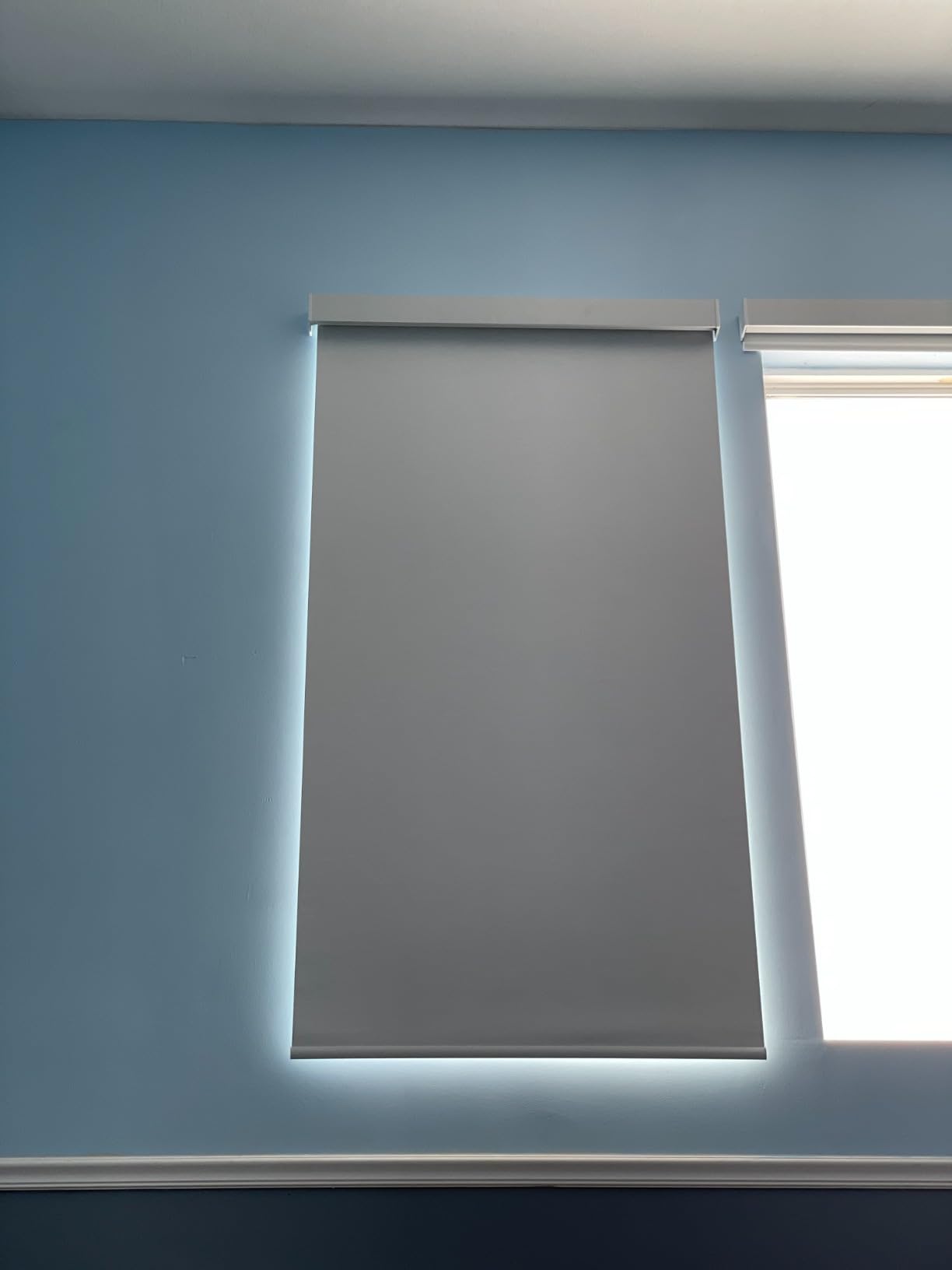 Motorized Roller Shades, 100% Blackout, Gentle White | Automatic Blinds for Indoor Windows, Works with Alexa Google Apple Home, Remote & App Control, Solar/USB Charging, Custom Size customer photo 1