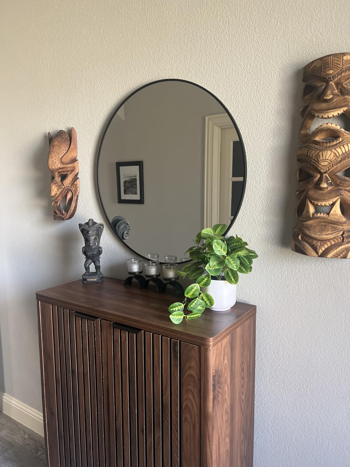 HARRITPURE Round Mirror 30 Black Wall Mounted Circle Mirrors | Vanity Mirror with Aluminum Alloy Frame, Modern Decoration for Bathroom, Living Room, Vanity, Bedroom, Entryway customer photo 2