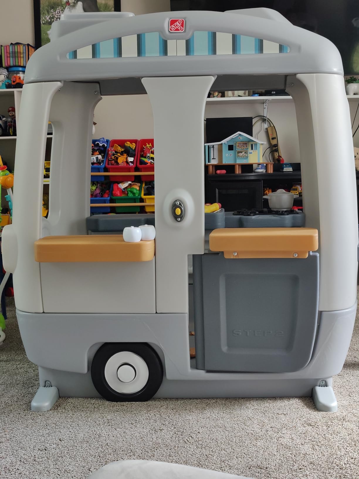 Step2 Adventure Camper Kids Playhouse, Indoor/Outdoor Playset with Kitchenette, Interactive Doorbell Sounds, 52-Piece Toy Accessories, Durable Plastic, For Toddlers 2+ Years customer photo 2