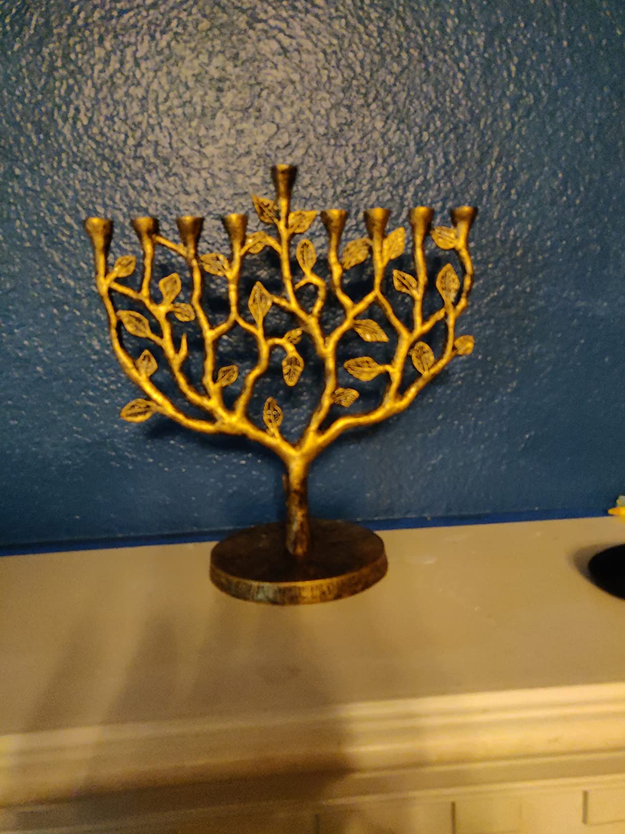 The Dreidel Company Hanukkah Menorah Tree of Life Hanukkah Menorah Antique Silver Finish Large 11 Inches Long customer photo 1