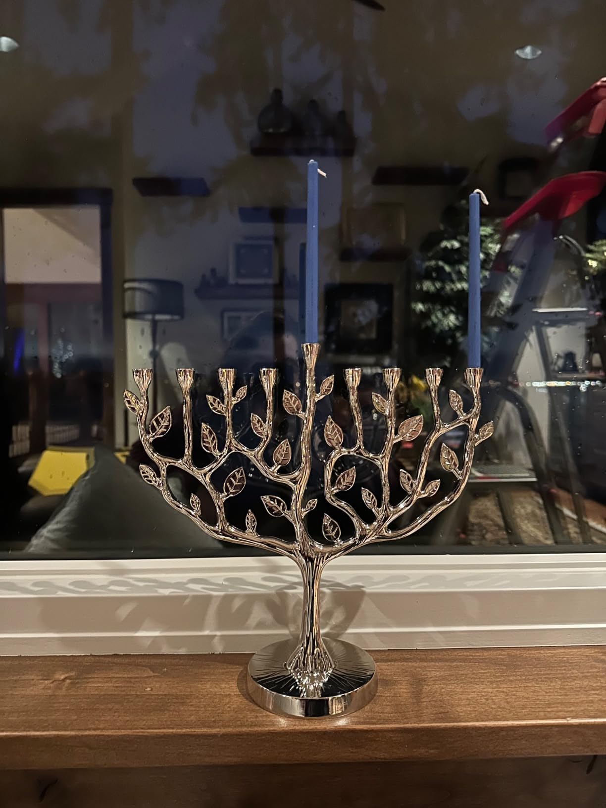 The Dreidel Company Hanukkah Menorah Tree of Life Hanukkah Menorah Antique Silver Finish Large 11 Inches Long customer photo 2