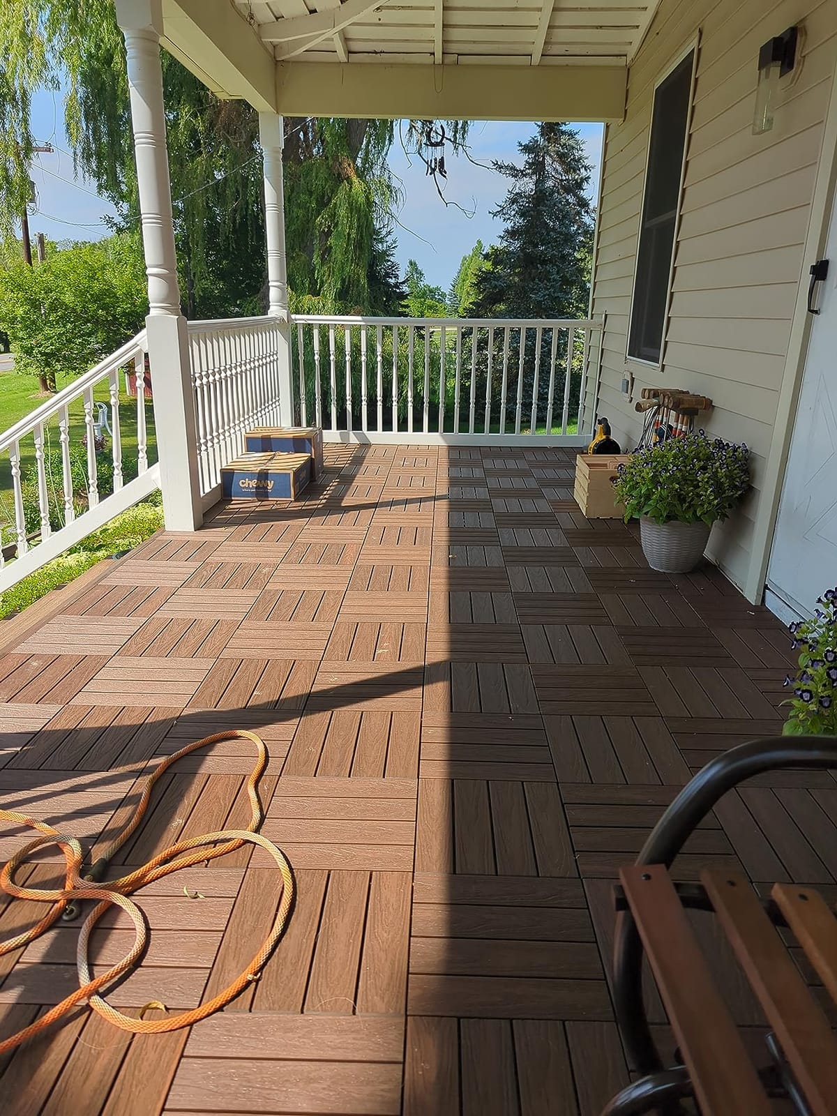NewTechWood UltraShield Naturale 1 ft. x 1 ft. Composite Deck Tiles | Quick Deck interlocking design includes 10 pieces per box with 10 sq. ft. coverage of flooring space customer photo 1