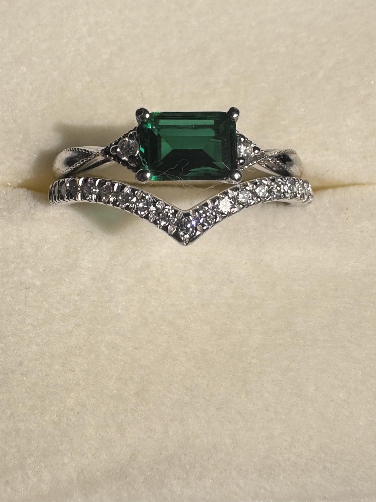 Sterling Silver Emerald Cut 5X7 MM East West Ring for Women customer photo 1