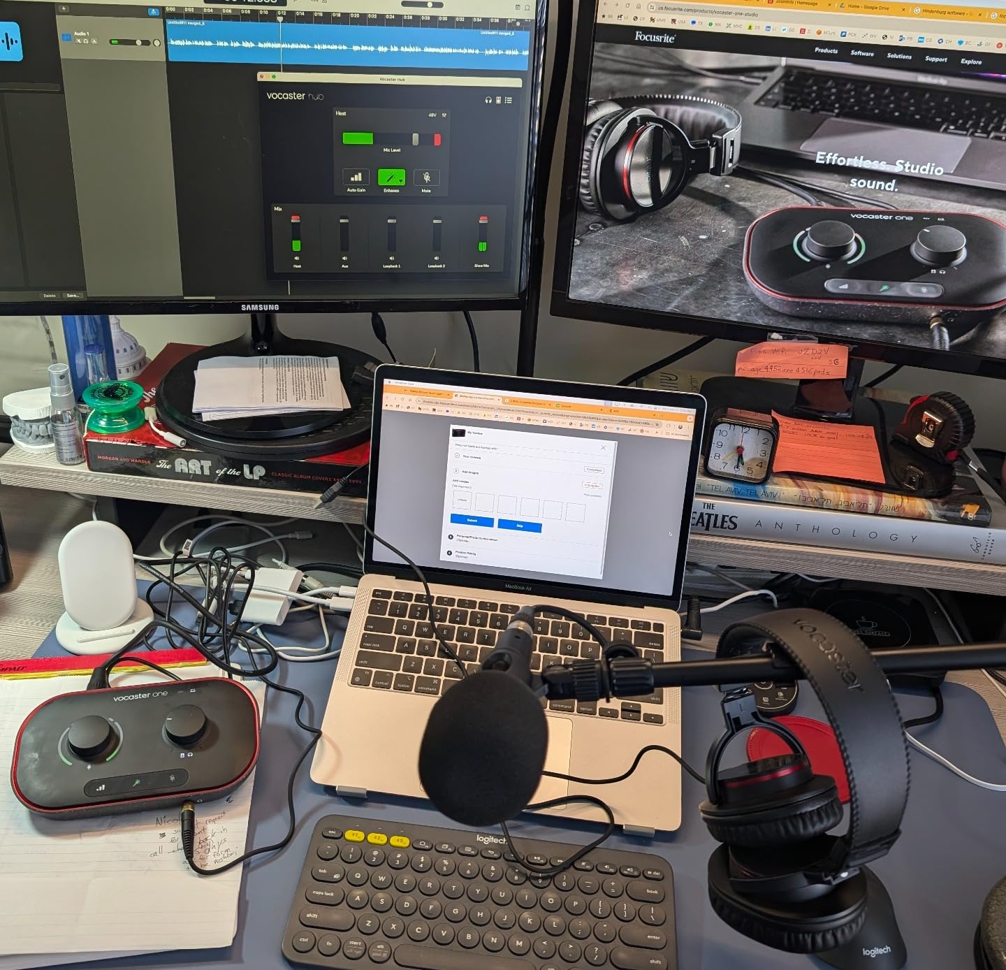 Focusrite Vocaster One Studio | Podcasting Interface for Solo Podcast Recording with Vocaster DM1 Dynamic Microphone & HP60v Headphones customer photo 2