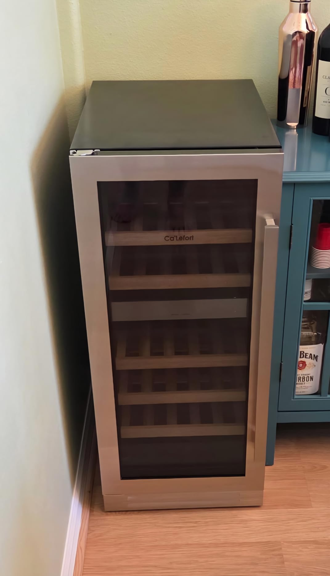 15 Inch Wine Fridge, 28-Bottle Dual Zone Wine Cooler Refrigerator | 40-65°F Control, Adjustable Shelves, Glass Door & 3-Color LED, Automatic Defrost, Built-In or Under Counter for Home Bar customer photo 1