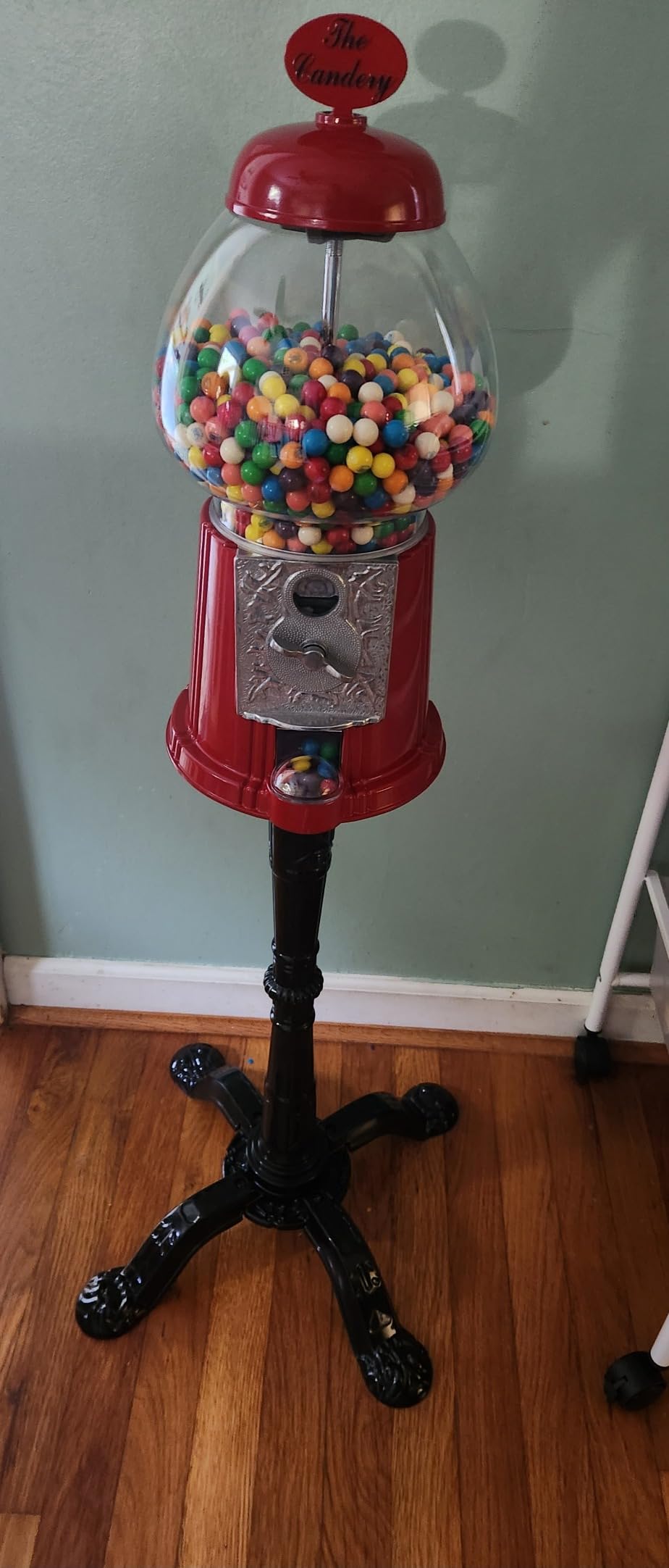 The Candery Gumball Machine - 15 Inch Candy Dispenser with Stand Durable Aluminum Frame- Heavy Duty Red Metal with Large Bowl - Easy Twist-Off Refill - Free or Coin Operated customer photo 2