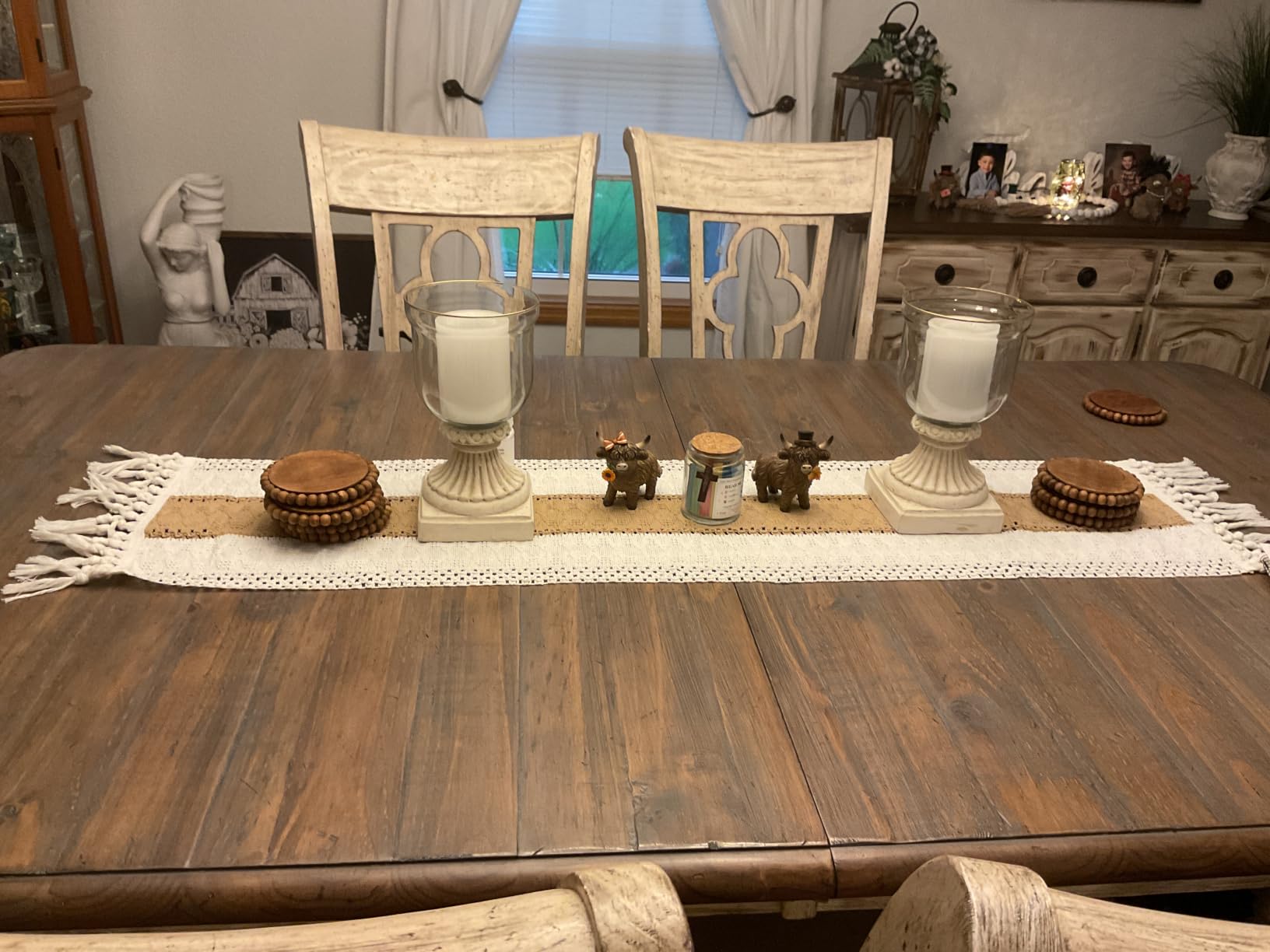 FEXIA Boho Table Runner for Fall Home Decor 12x72 Rustic with Tassels | 72 Inches Long Farmhouse Kitchen Dining Room Macrame Burlap Coffee Table Decoration Dresser Runner Pottery Barn Furniture customer photo 2