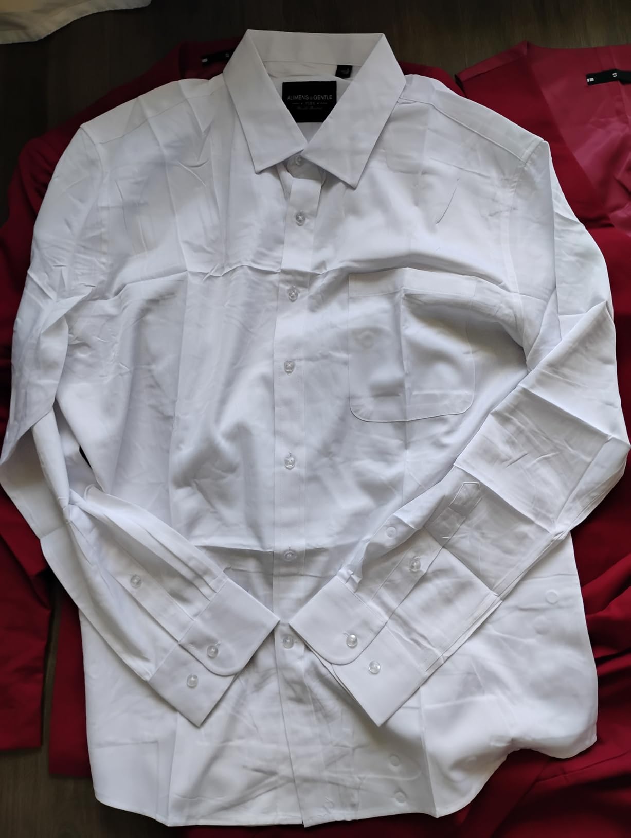 Alimens & Gentle Men's Dress Shirts Long Sleeve Wrinkle-Free Stretch Shirts Solid Formal Button Down Shirt with Pocket customer photo 1
