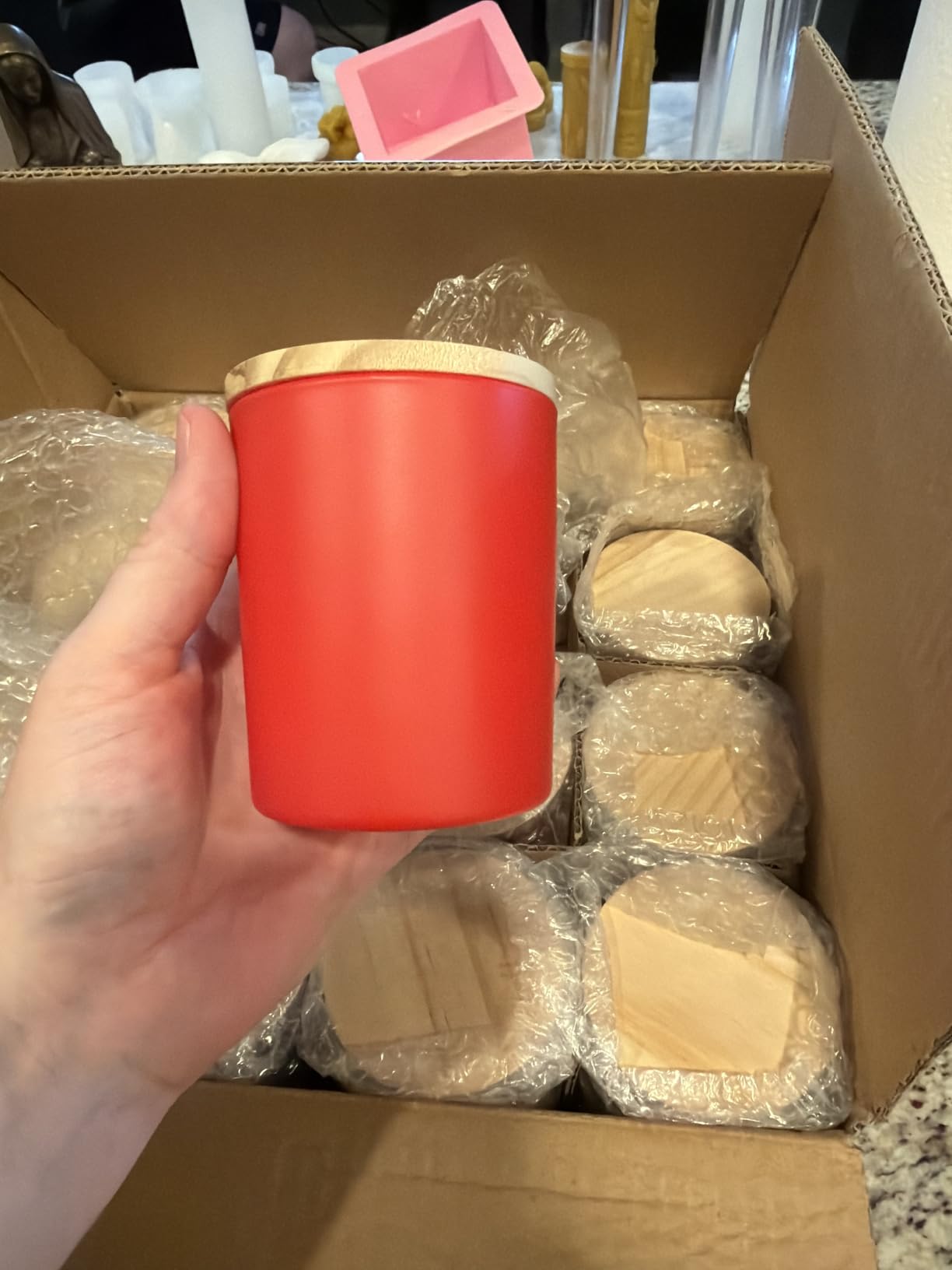 Thick Candle Jars for Making Candles 16 Pcs, 7 OZ Empty Jars with Wood Lids for Candle Making, Sample Container, Clear customer photo 1