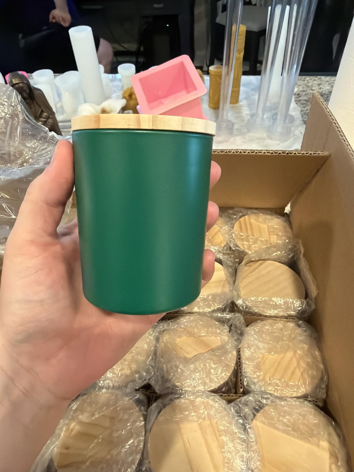 Thick Candle Jars for Making Candles 16 Pcs, 7 OZ Empty Jars with Wood Lids for Candle Making, Sample Container, Clear customer photo 2