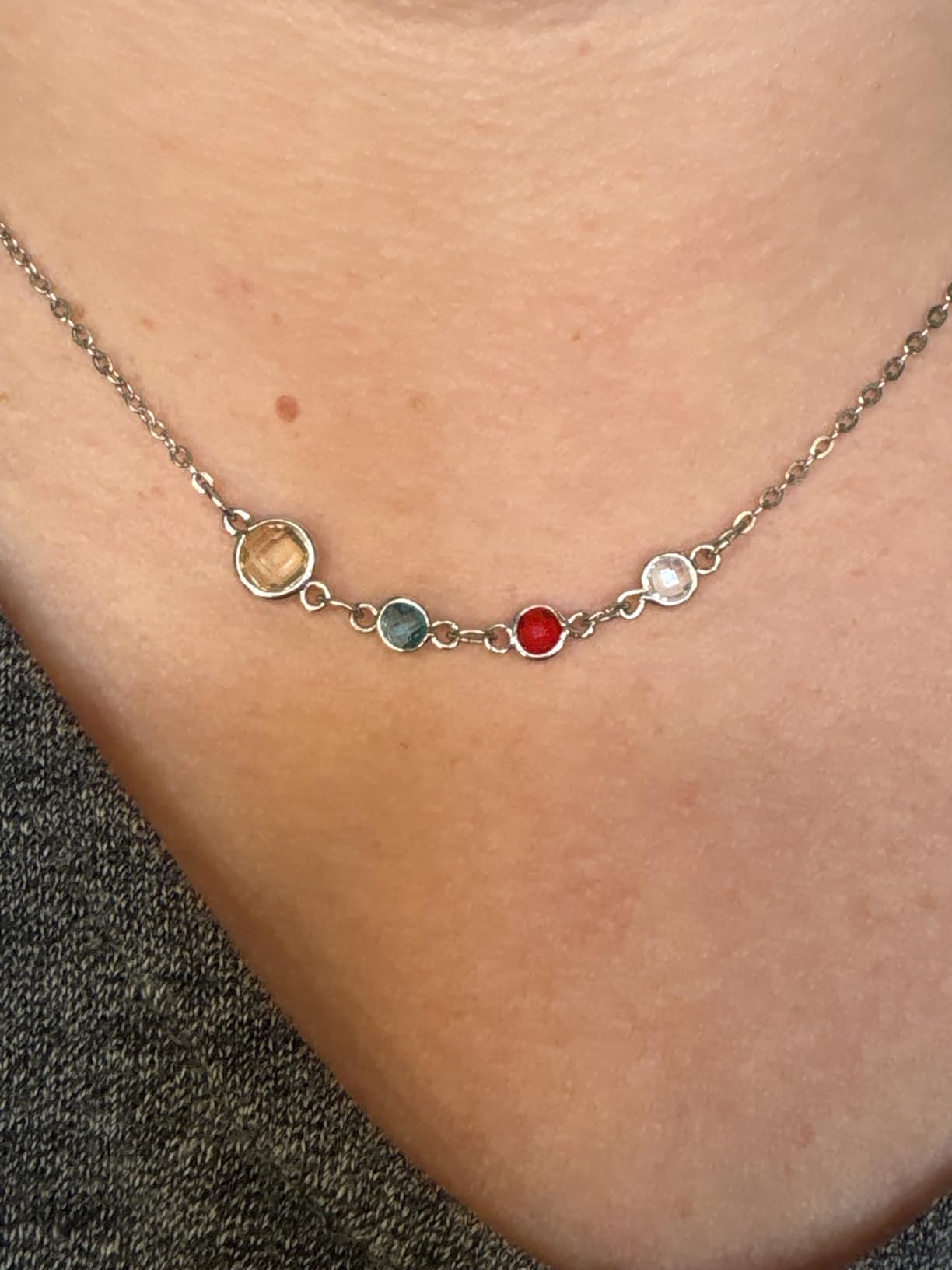 Family Birthstone Necklace for Women, Mom Birthstone Necklace 1 to 6 Stones customer photo 2