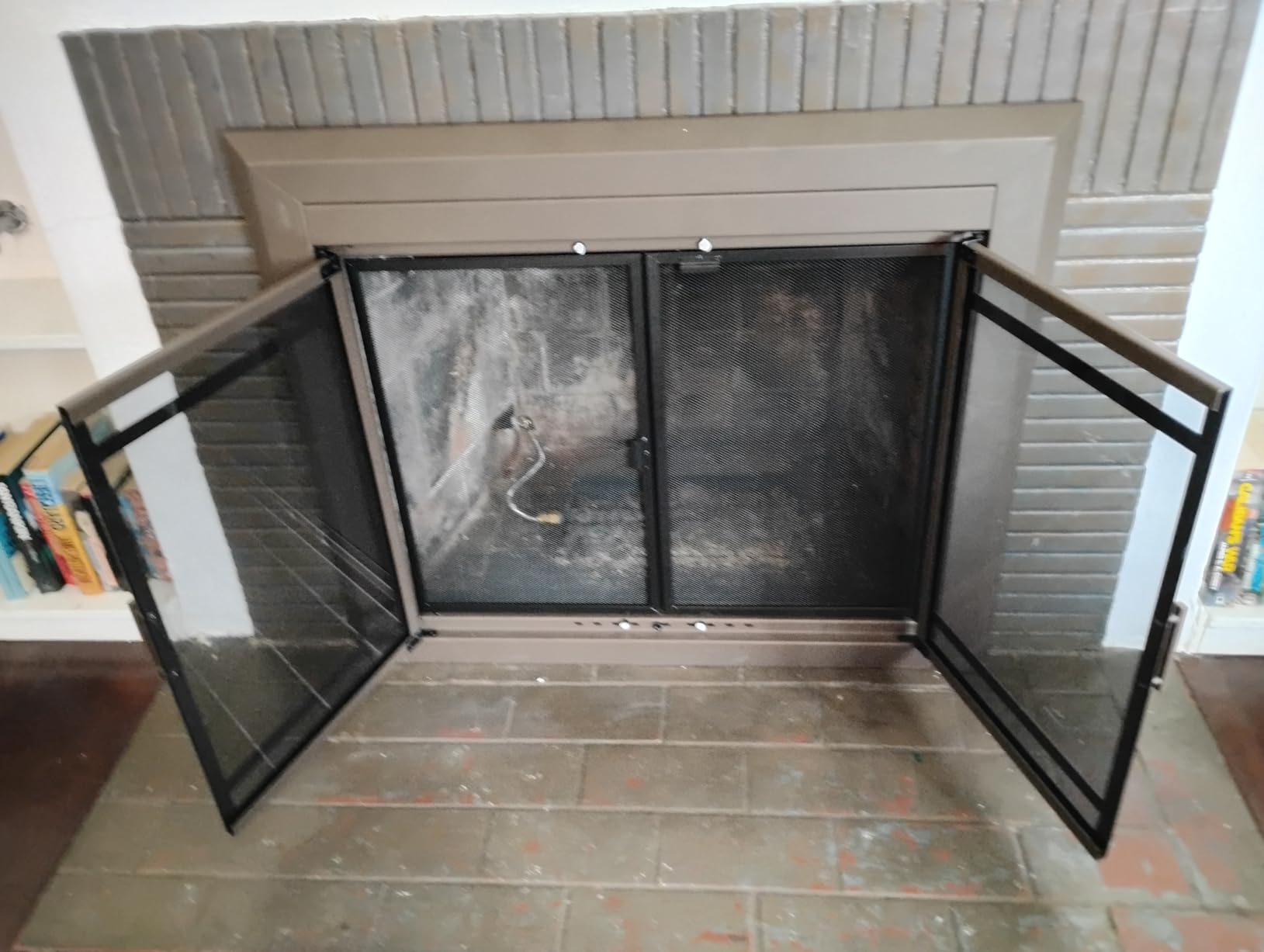 UniFlame Kendall, Cabinet-Style Fireplace Doors, Black, Small customer photo 2