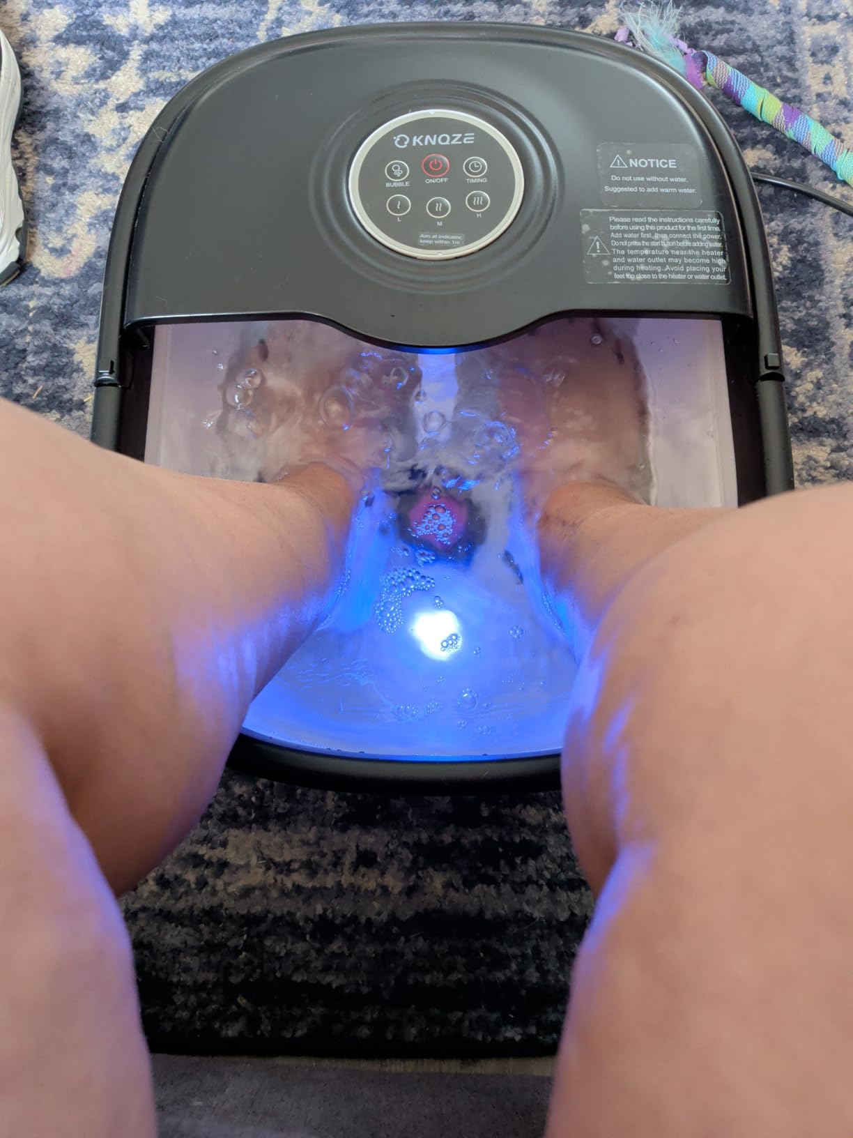 KNQZE Collapsible Foot Spa Bath with Heat & Bubble, Foot Soaking Tub with Timer and Red Light., 16 Rollers & Pumice Stone, Enjoy Warm Water Foot Bath, Gift for Wife and Mom, Black customer photo 1