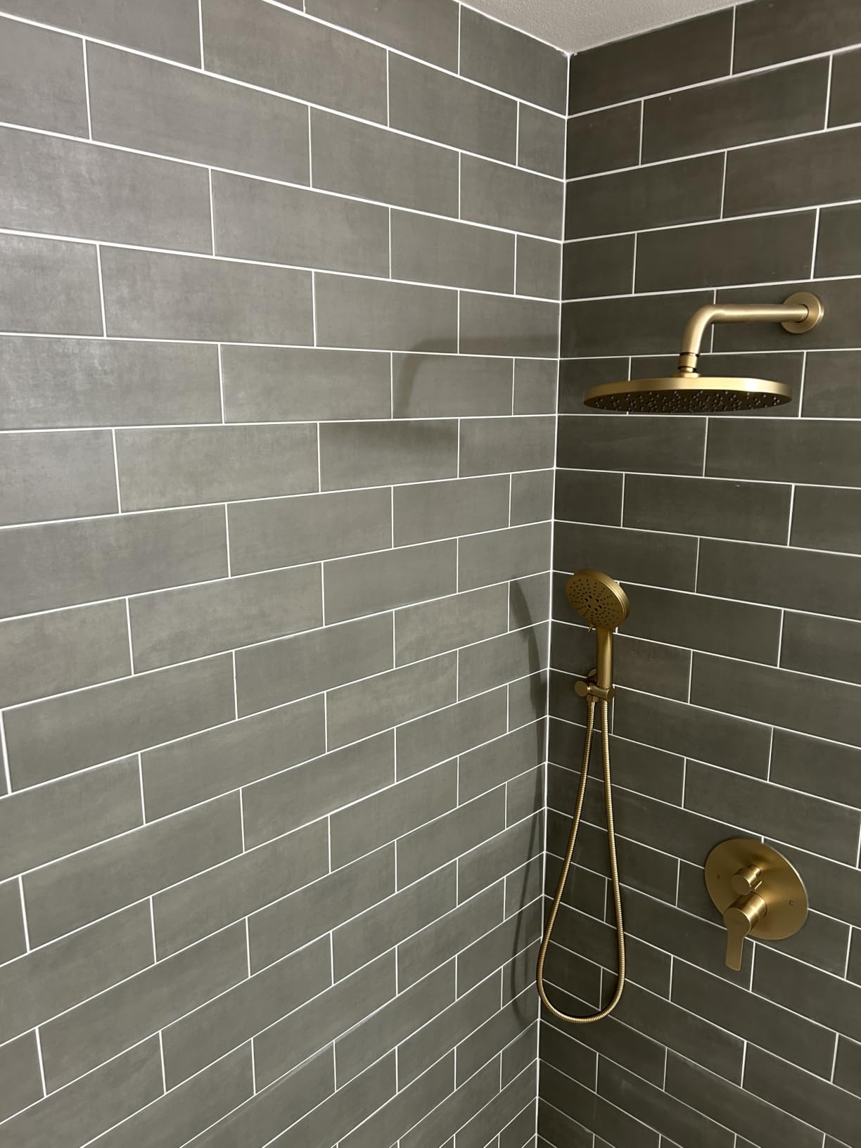 Iriber Brushed Gold Shower Head with Handheld, Rain Shower System Faucet Set | Bathroom Wall Mounted Shower Set, 10 Inch Rain Shower Head, 3-Setting Handheld, Shower Trim Kit, Pressure Balance Valve Cartridge customer photo 1