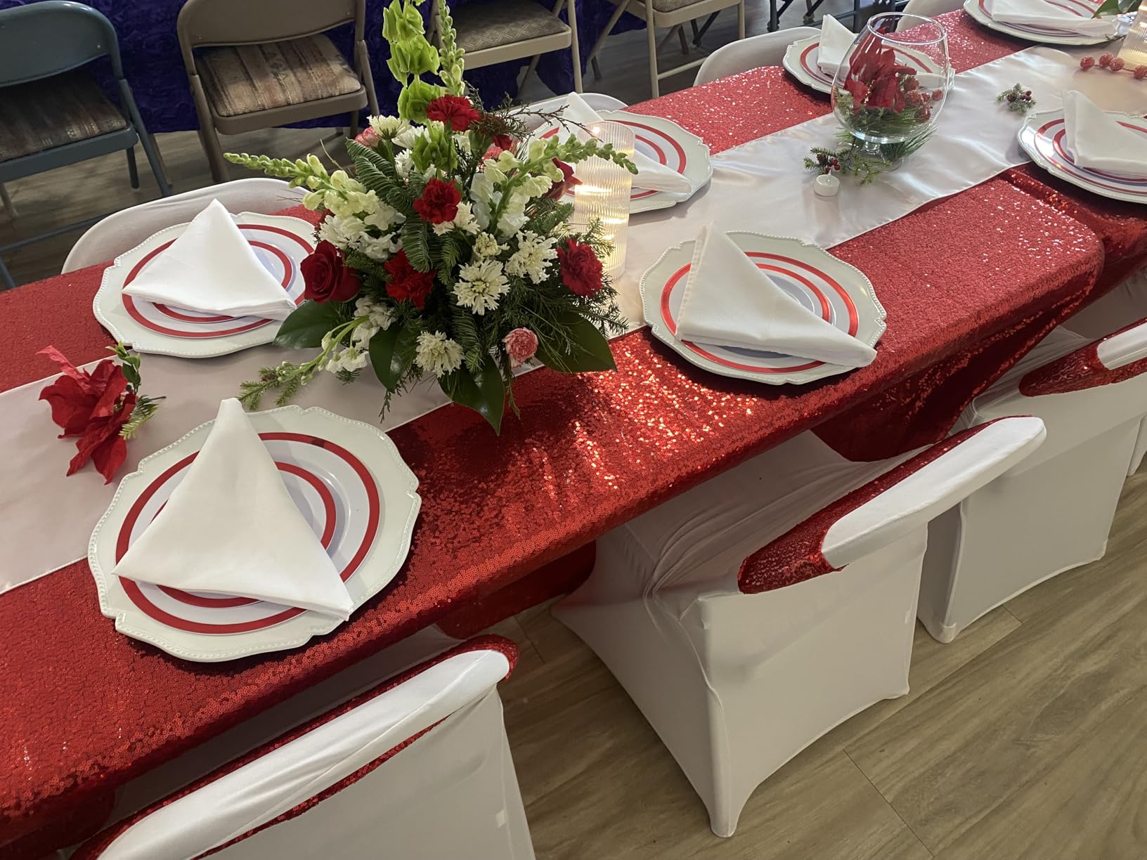 Foraineam 12 Pack White Charger Plates with Beaded Rim, 13 Inch Round Plastic Dinner Chargers, Scalloped Serving Plates for Table Settings Wedding Party Catering Event Decoration customer photo 1