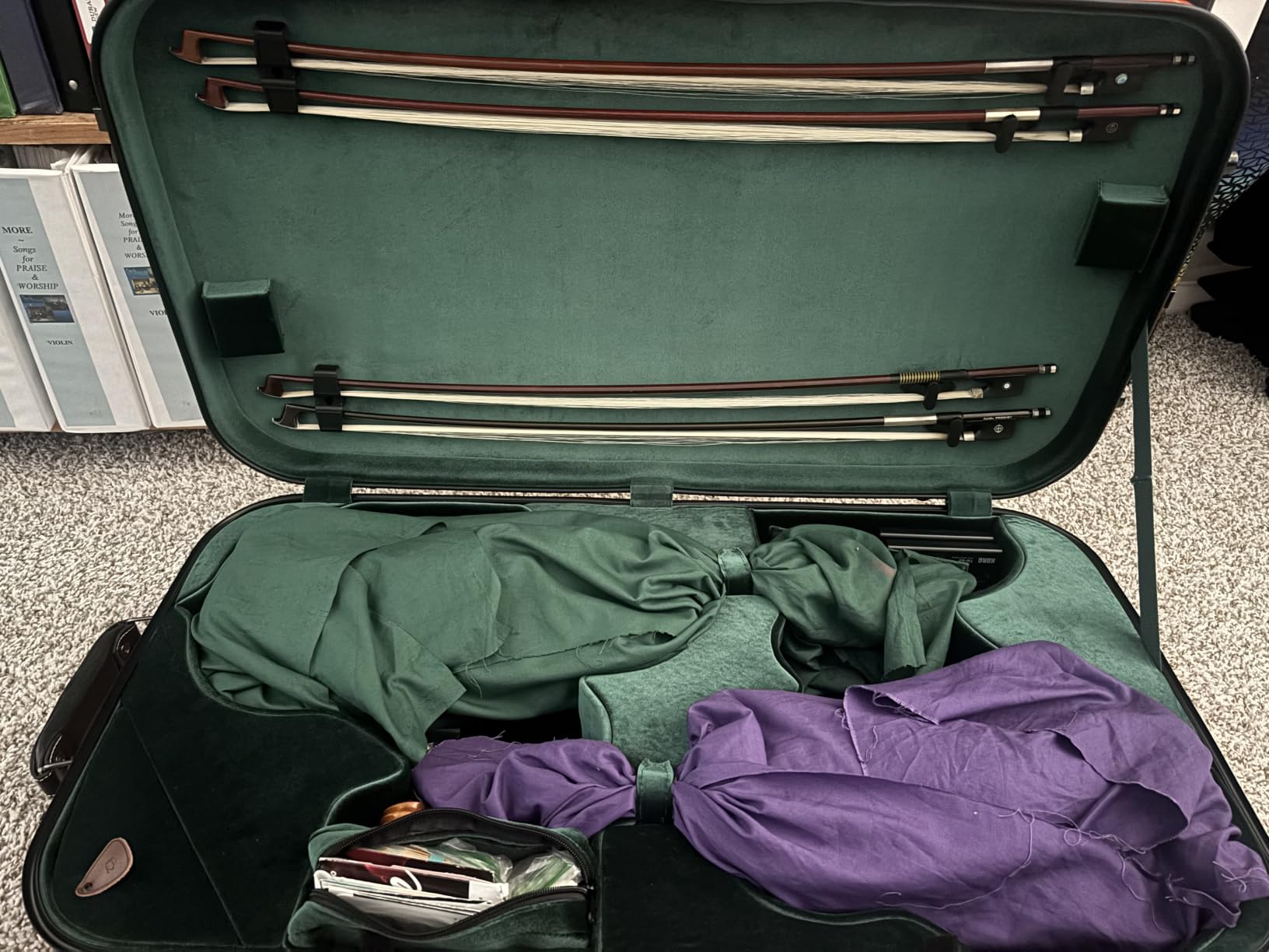 Crossrock Fiberglass Violin & Viola Double Case | Fits 4/4 Violin + 15-16.5