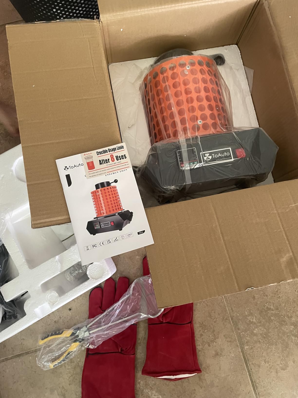 TOAUTO Gold Melting Furnace 1+3 KG 1400W 2100F Digital PID Smelter Kiln Kit customer photo 2