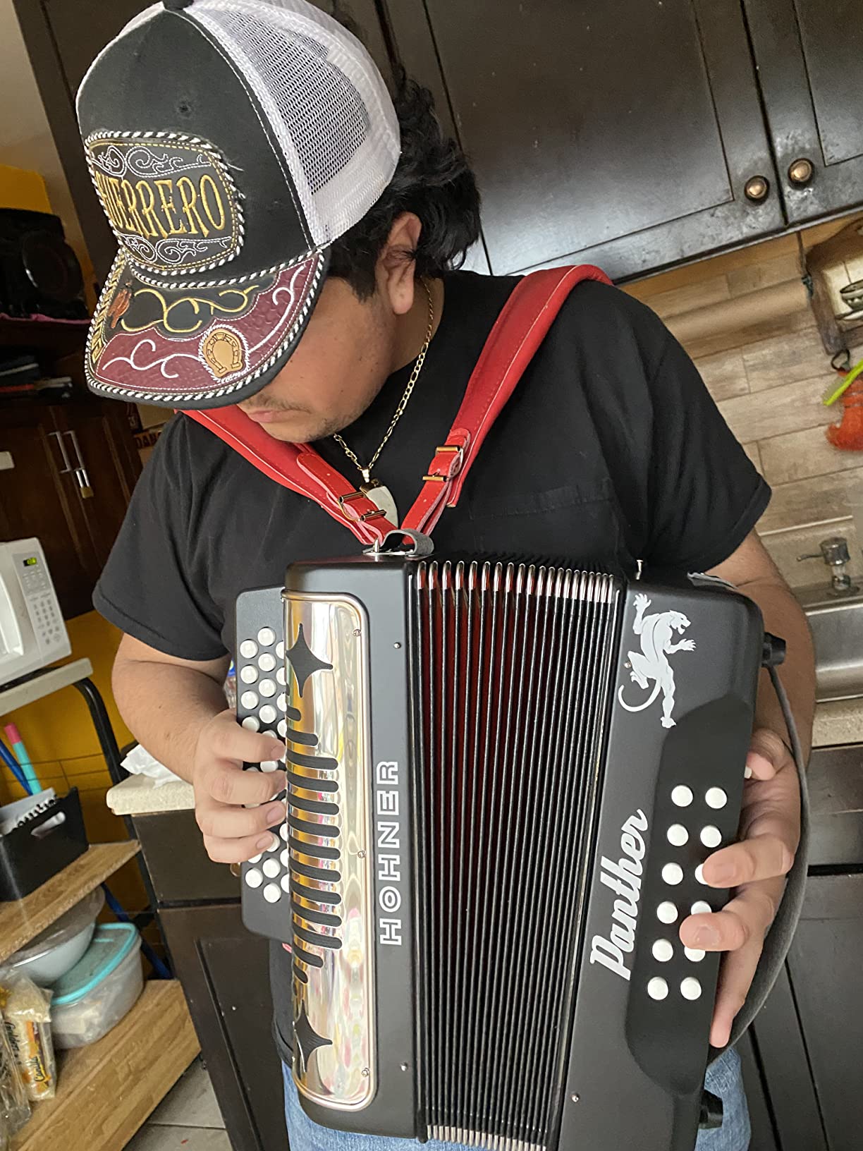 Hohner Accordions 3100FB Panther 3-Row Diatonic Accordion Bundle | Includes Hohner AGB Gig Bag. Keys of F/Bb/Eb, Black customer photo 2