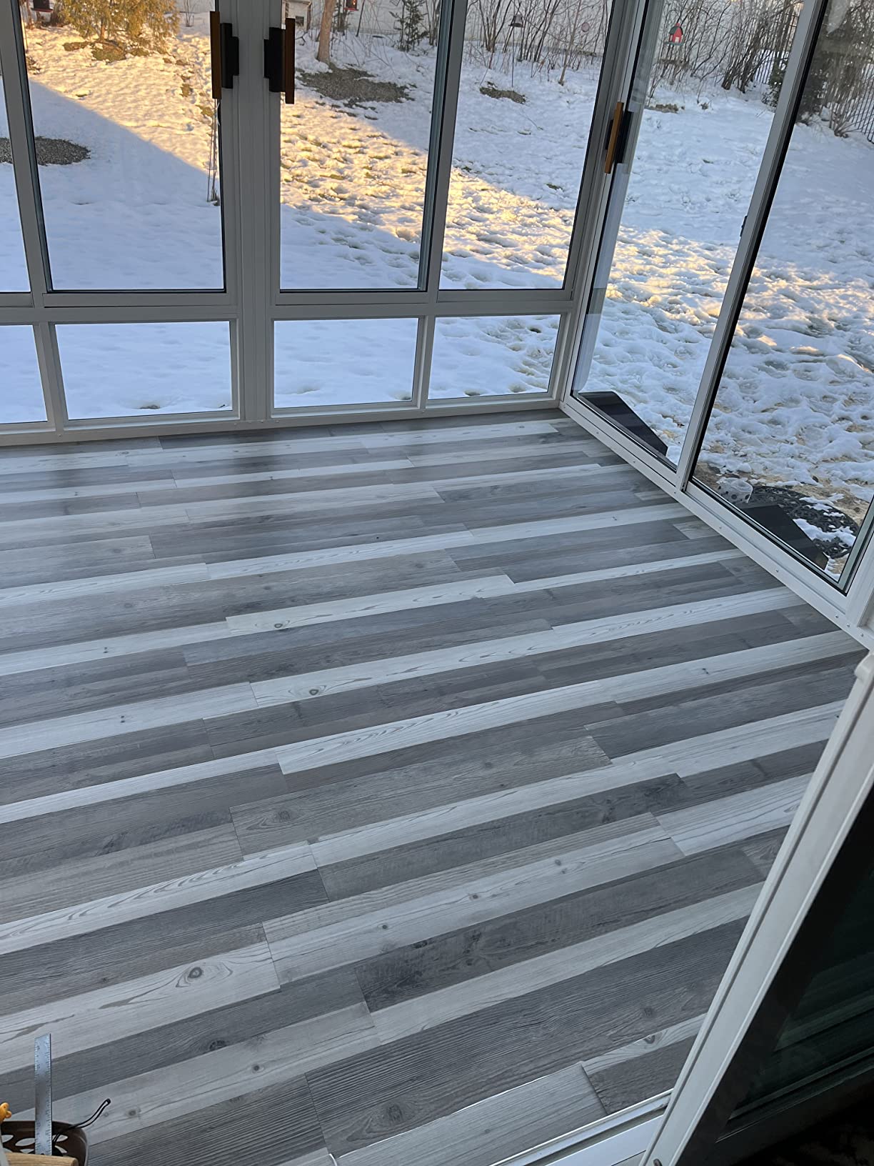LUCiDA SURFACES Luxury Vinyl Flooring Tiles | Peel and Stick Floor Tile for DIY Installation | 36 Wood Look Planks | Brown Chevron | BaseCore | 54 Sq. Feet customer photo 1