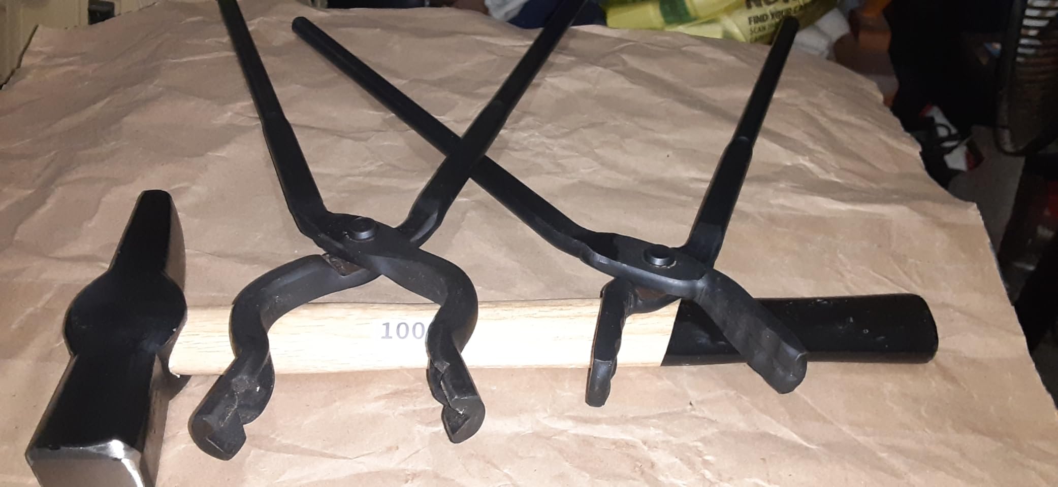 Blacksmith Hammer & Forge Tools Kit - Starter Beginner Making Knife Kit With Anvil, Wolf Jaw Tongs & V-bit Tongs customer photo 2