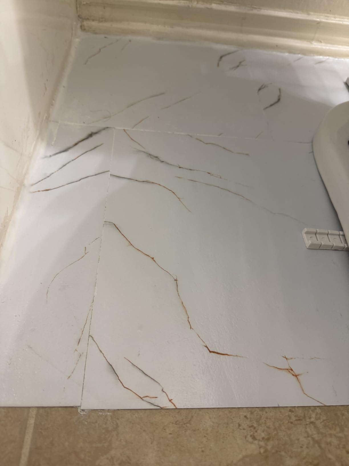 Spiareal 48 Pcs Peel and Stick Floor Tiles 12x12, White Marble | Waterproof Self Adhesive Vinyl, Easy DIY for Bathroom Kitchen Bedroom, Durable Stone Texture, No Grout Tools Needed customer photo 1