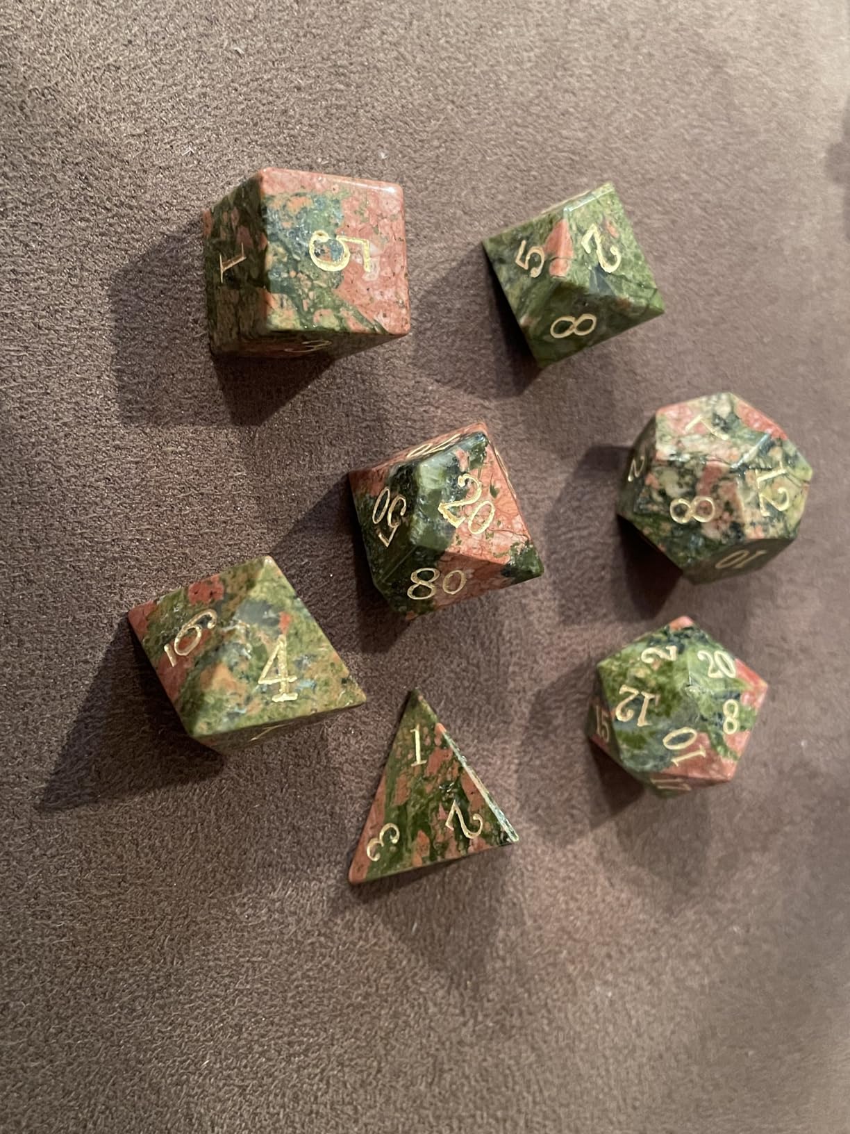 Haxtec Moonstone Dice Labradorite Gemstone Polyhedral DND Dice Set | Natural Stone, Metal Dice Case, Compatible with Dungeons and Dragons, Role Playing Board Games, D&D Gifts, Black customer photo 2