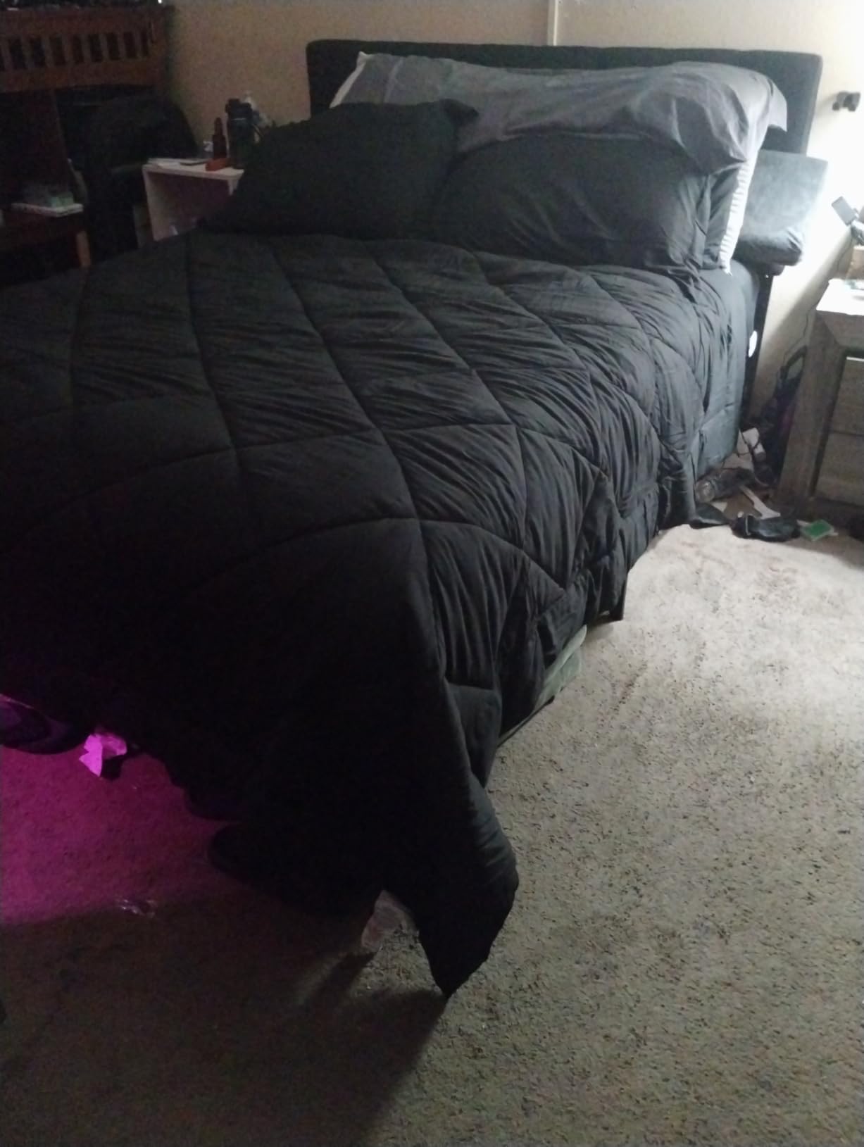 Love's cabin King Size Comforter Set Black, 7 Pieces King Bed in a Bag, All Season Bedding Sets with 1 Comforter, 1 Flat Sheet, 1 Fitted Sheet, 2 Pillowcase and 2 Pillow Sham customer photo 2