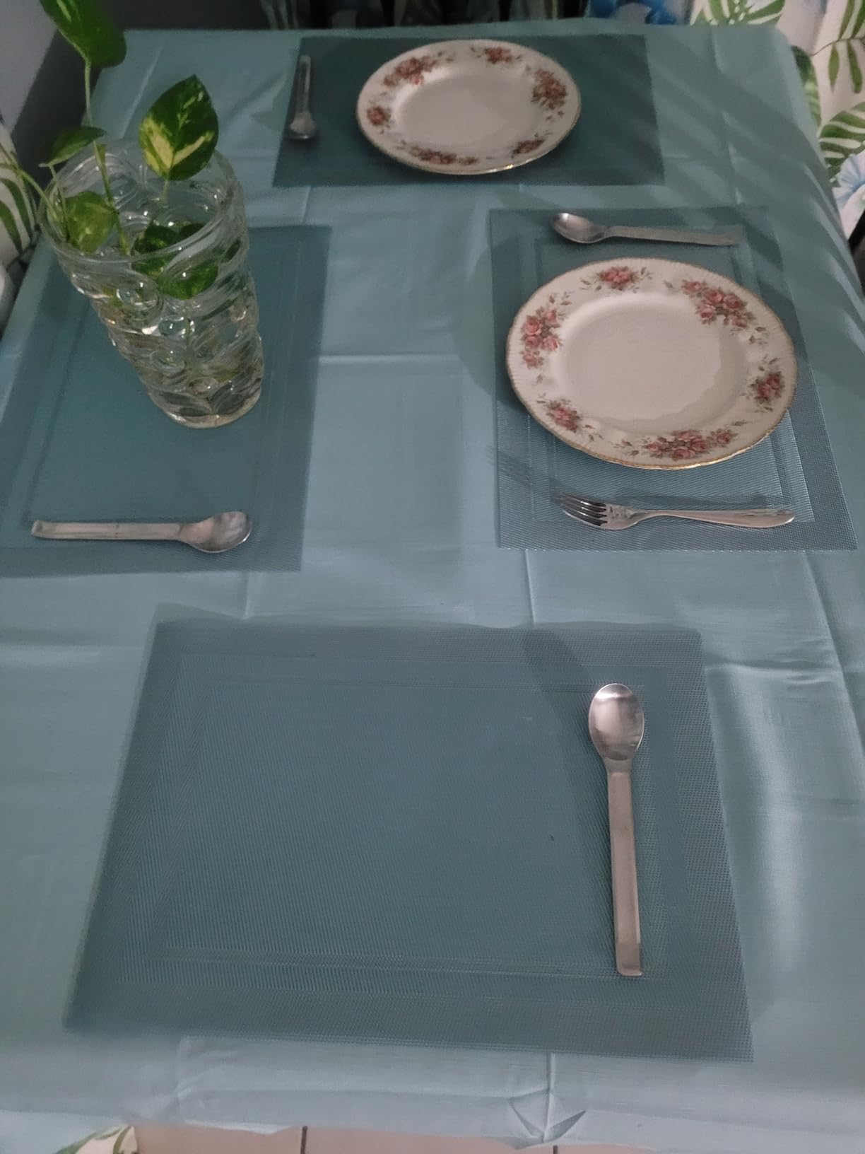 Veblandy Rectangle Tablecloth Waterproof Linen Textured Table Cloth Stain and Wrinkle Resistant Washable, Decorative Fabric Table Cover for Dining, Party and Camping (Sage Green, 52 * 70) customer photo 2