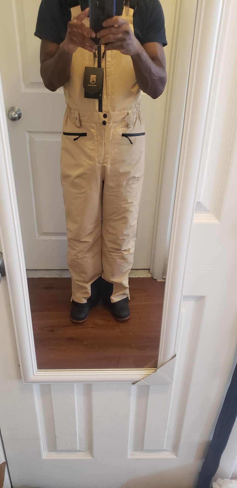 FREE SOLDIER Men's Insulated Waterproof Snow Bibs Ski Overalls customer photo 2