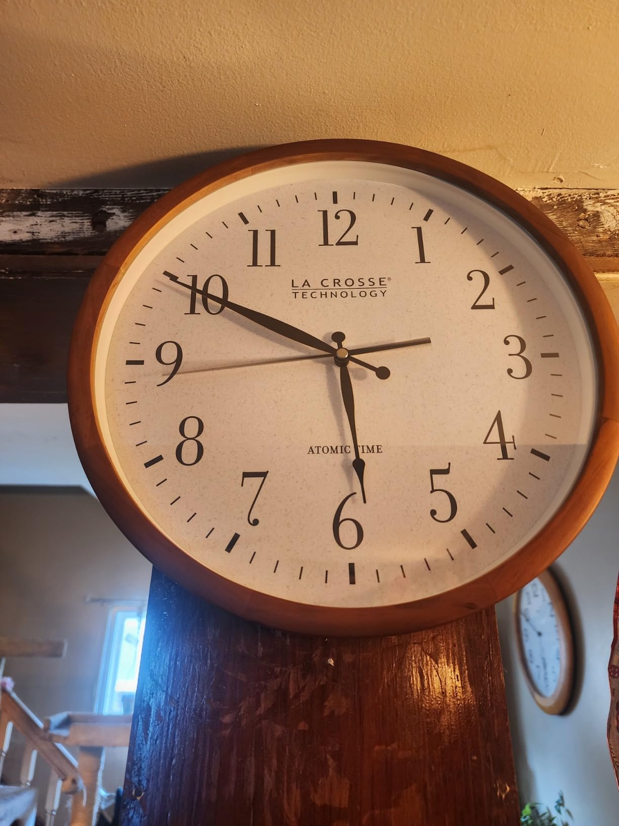 La Crosse Technology Atomic Analog Wall Clock, Wood, 12.80