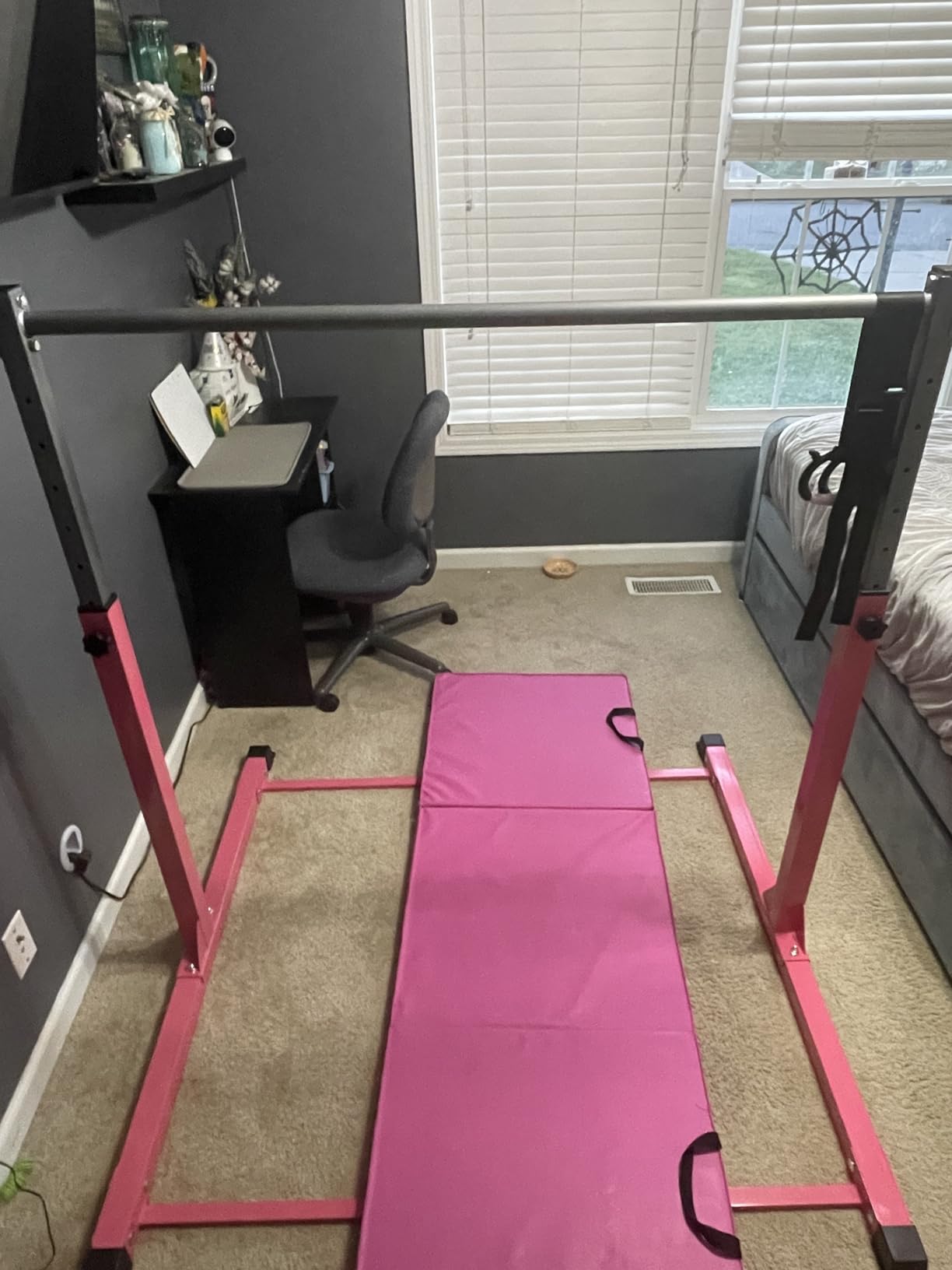 Safly Fun Gymnastics Bar for Kids Ages 3-15 | Sturdy Steel Home Gym, Adjustable Height (3 to 5 ft) with Anti-Slip Base, Easy Assembly customer photo 1