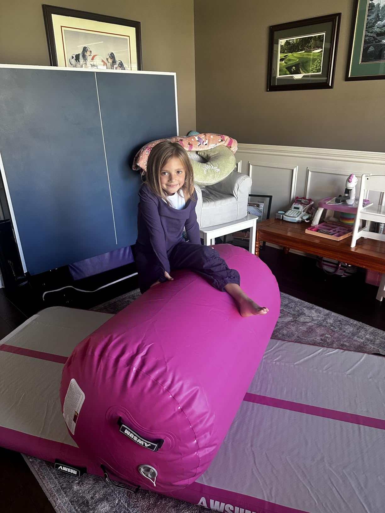 AWSUM Inflatable Gymnastics Mat 6.6ft/10ft/13ft/16ft/20ft/23ft Tumble Track | Air Gymnastics Tumbling Tracks 4/8 inches Thick with Electric Pump for Training Cheerleading Yoga Home Gym Outdoor Park Use customer photo 2