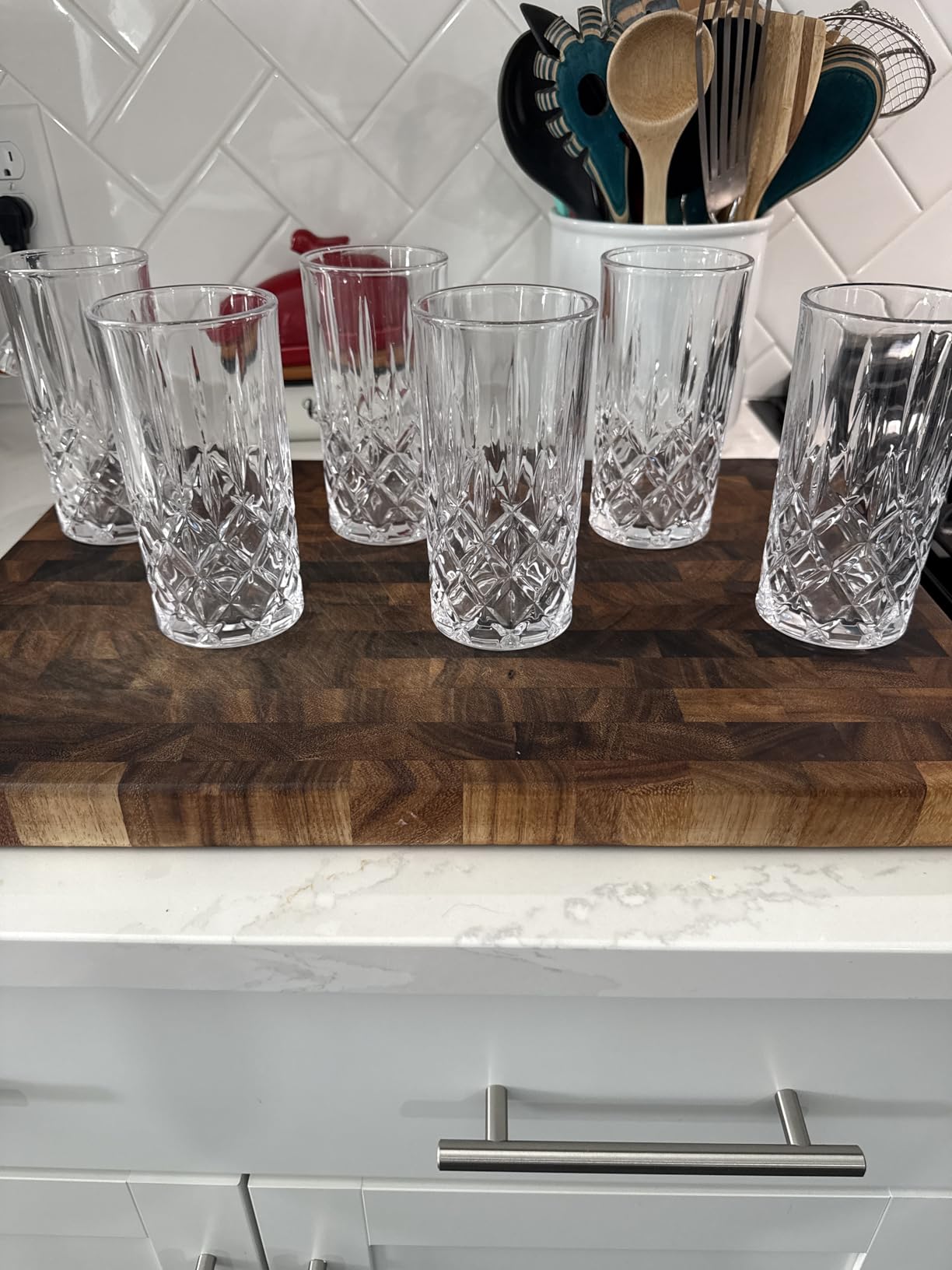 Highball Glasses Collins Tall Beverage Set of 6, 14 Ounce Cups Glassware for Drinks, Water, Beer, Soda customer photo 1
