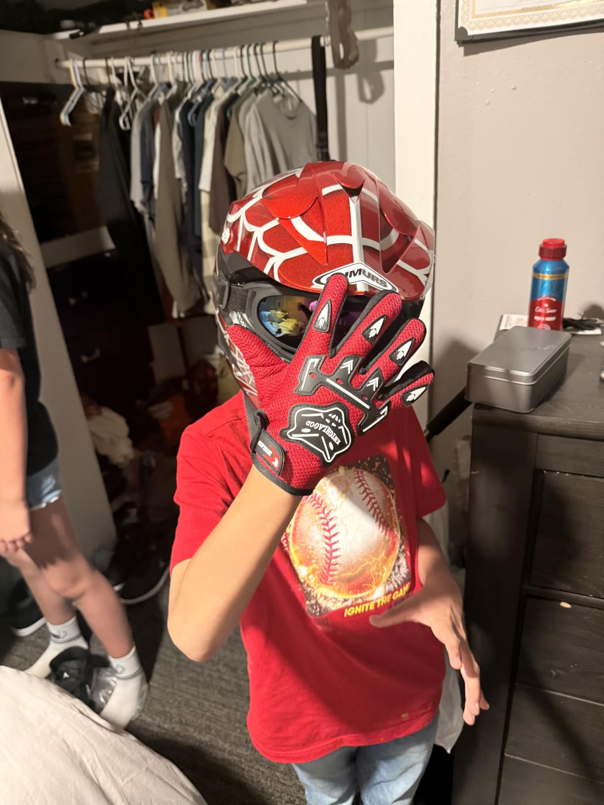 OUMURS Youth Dirt Bike Helmet DOT Approved, Kids Full Face Motocross Helmet | Includes Goggles Gloves Storage Bag, Lightweight Design, Washable Liner, ATV UTV BMX MX Off-Road Racing customer photo 1