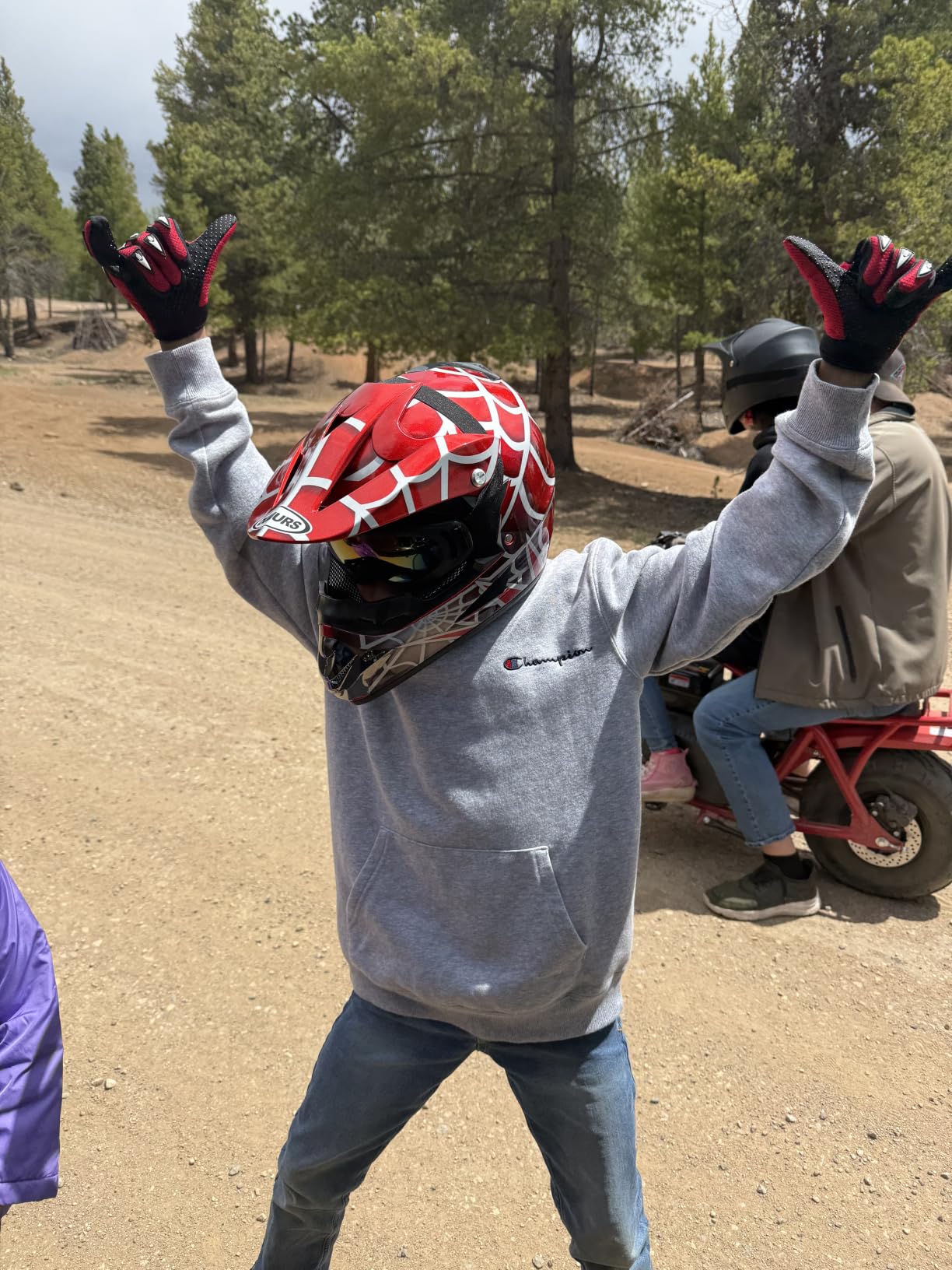OUMURS Youth Dirt Bike Helmet DOT Approved, Kids Full Face Motocross Helmet | Includes Goggles Gloves Storage Bag, Lightweight Design, Washable Liner, ATV UTV BMX MX Off-Road Racing customer photo 2
