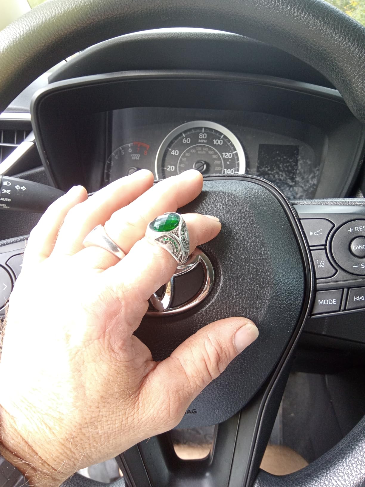 925 Sterling Silver Men Silver Ring with Emerald GemStone, Handmade Engraved Silver Ring, Gift for him, Minimalist Silver Ring customer photo 1