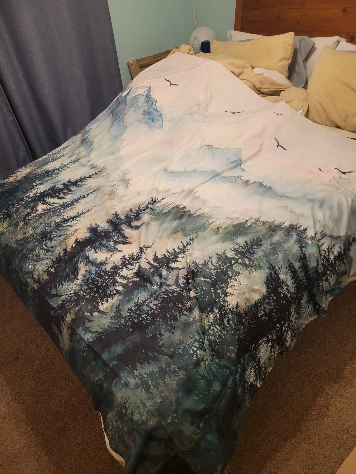 Zussun Black and White Starry Night Mountain Tapestries for Bedroom (48 x 36 inch) customer photo 1
