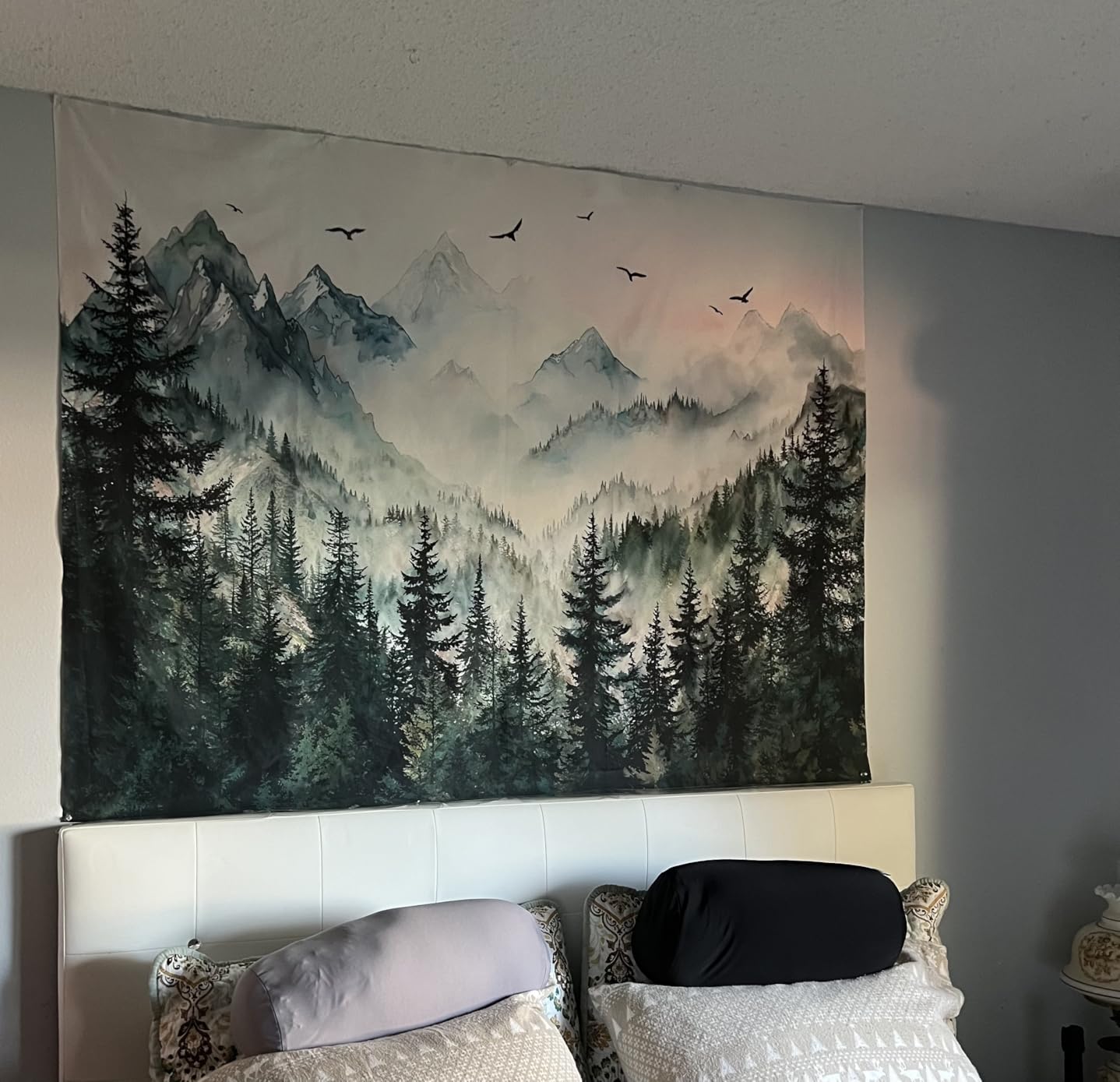 Zussun Black and White Starry Night Mountain Tapestries for Bedroom (48 x 36 inch) customer photo 2