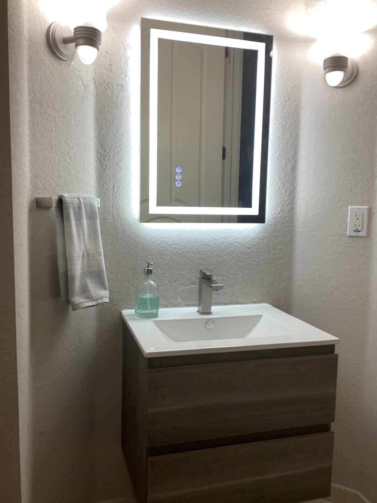 24 Inch Floating Bathroom Vanity with Sink, Gray Wall Mounted Vanity Cabinet with 2 Drawers, Ceramic Sink, Soft Close Slides for Small Bathroom, Powder Room customer photo 1