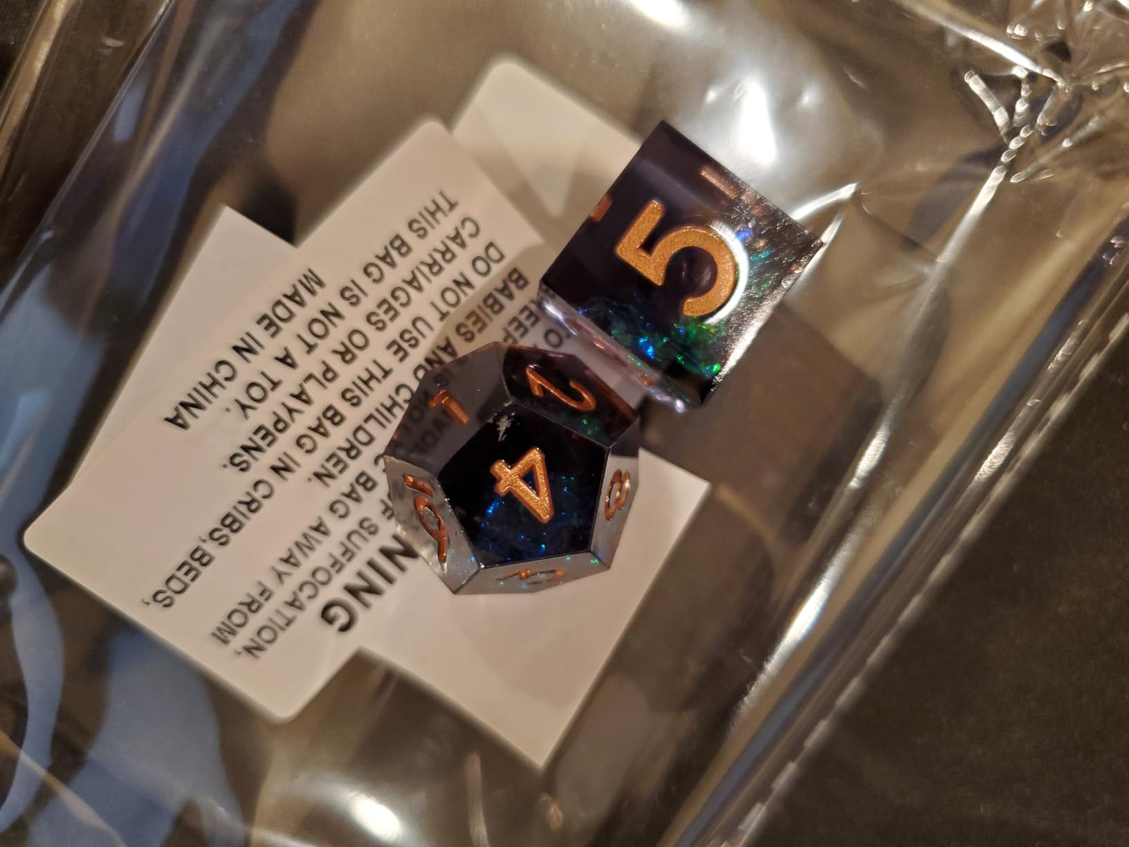 AUSTOR 7-Die DND Dice Set, Handmade Sharp Edge Polyhedral Dice | for Dungeons and Dragons RPG MTG Table Games (Dark Star) customer photo 1