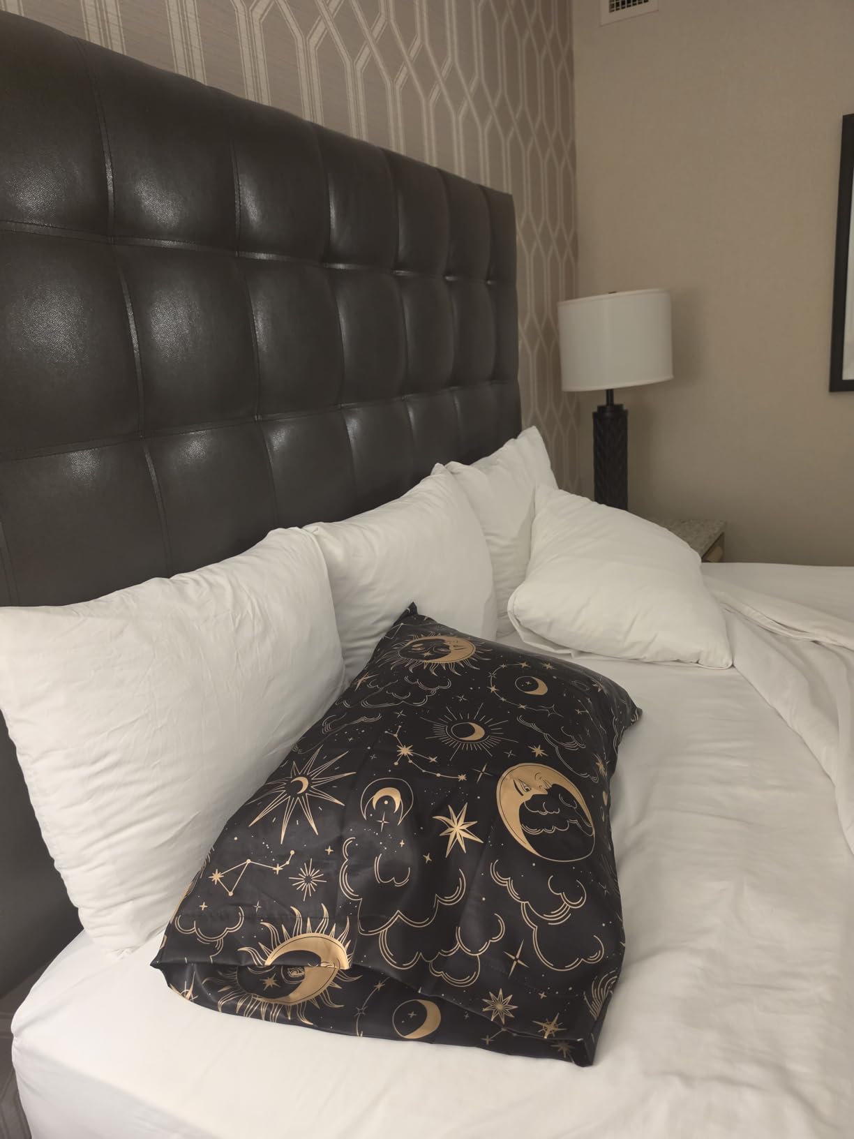 EXQ Home Satin Pillowcase for Hair and Skin Queen - Printed Black Sun | Satin Pillow Cases Set of 2 with Envelope Closure, Gifts for Women Men customer photo 2
